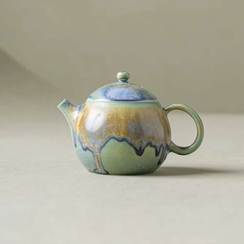 [Spring Special]Thousand Miles of Rivers and Mountains/千里江山(Qian Li Jiang Shan) - Handmade Crystalline Glaze Glaze Xishi(西施) Teapot
