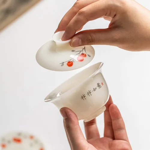 [Spring Special]"Ruyi Persimmon" - PuYu(璞玉) White Porcelain Tea Gift Set