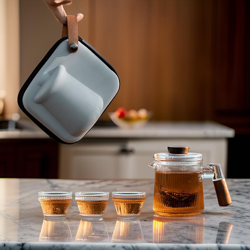 “Snowy Sunshine” - Portable Tea Set For Travel/Outdoor