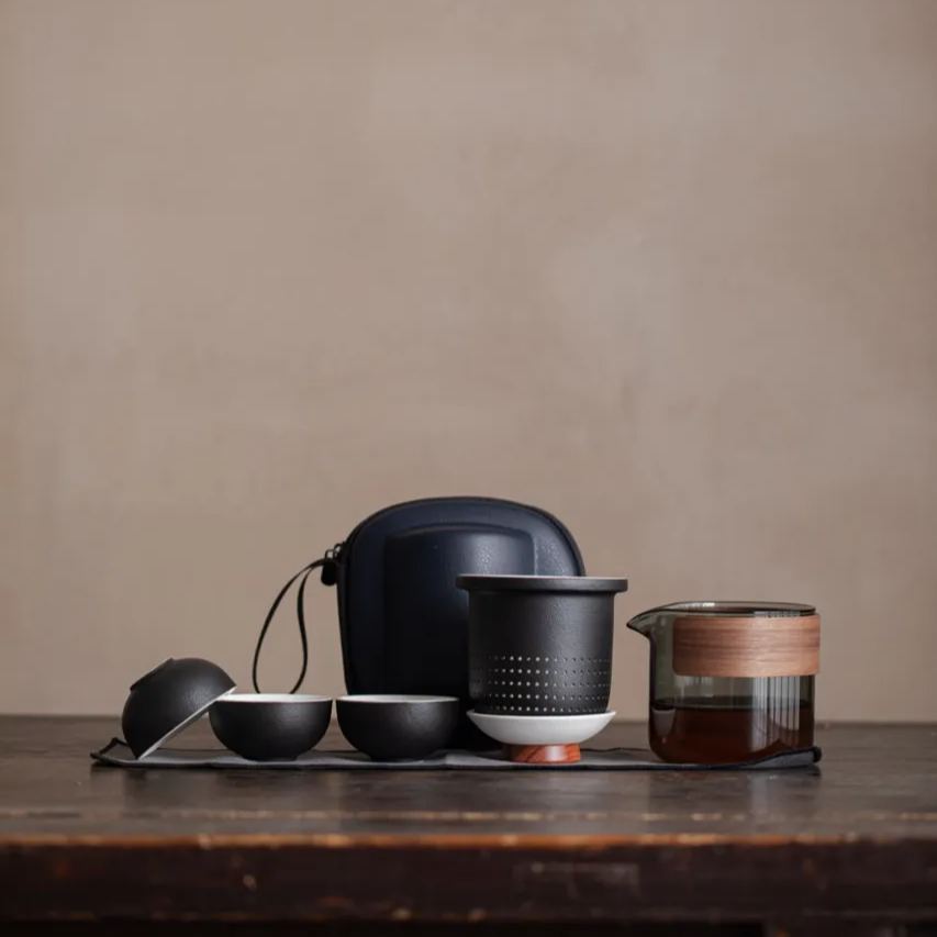 "Tao" - Retro Style Handmade Portable Tea Set With Protective Case-TeaTsy Official Website