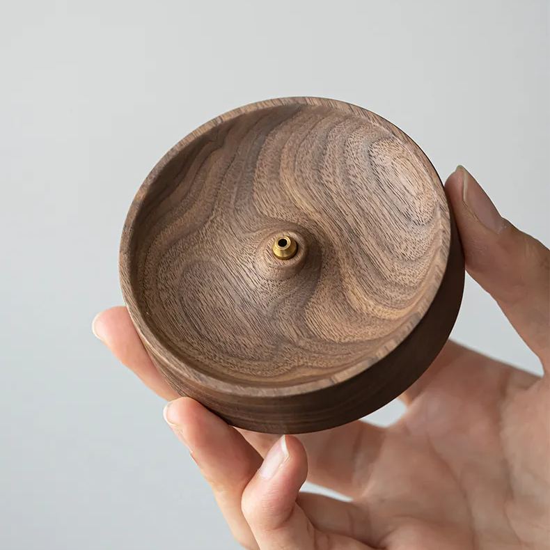 "Zen Circle" - Handcrafted Walnut Incense Holder-TeaTsy Official Website