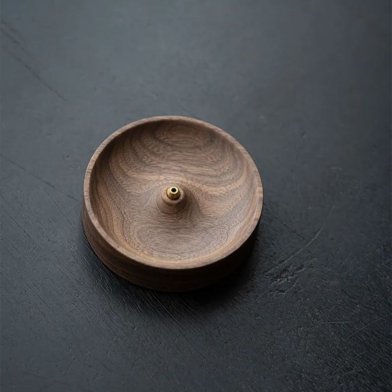 "Zen Circle" - Handcrafted Walnut Incense Holder-TeaTsy Official Website
