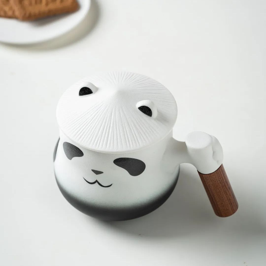 "Twin Panda" - Handmade Ceramic Tea Mug With Infuser-TeaTsy Official Website
