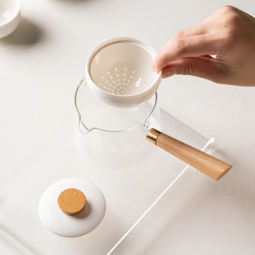 “Vortex Classic” - Heat-Resistant Glass Handled Teapot with Rotating Strainer-TeaTsy Official Website