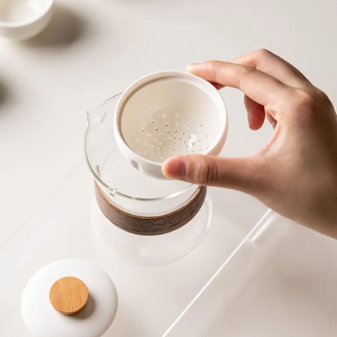 “Vortex Kit” - Heat-Resistant Glass Handled Teapot with Rotating Strainer Travel Set-TeaTsy Official Website