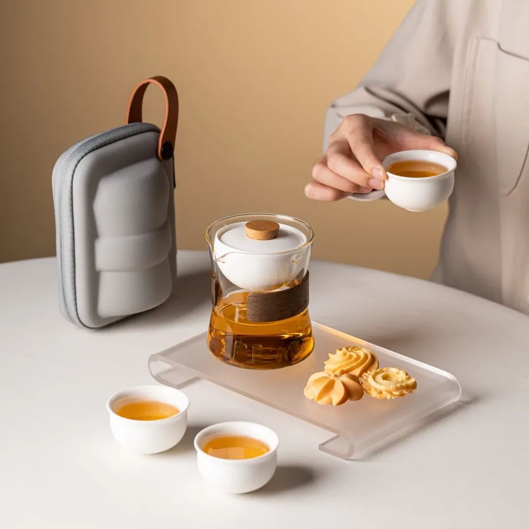 “Vortex Kit” - Heat-Resistant Glass Handled Teapot with Rotating Strainer Travel Set-TeaTsy Official Website