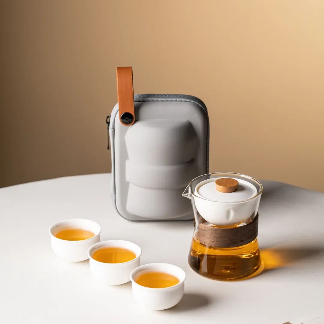 “Vortex Kit” - Heat-Resistant Glass Handled Teapot with Rotating Strainer Travel Set-TeaTsy Official Website
