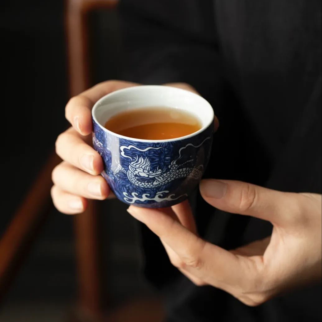 “Auspicious Dragon" Dual-Pattern Blue-and-White Tea Set-TeaTsy Official Website