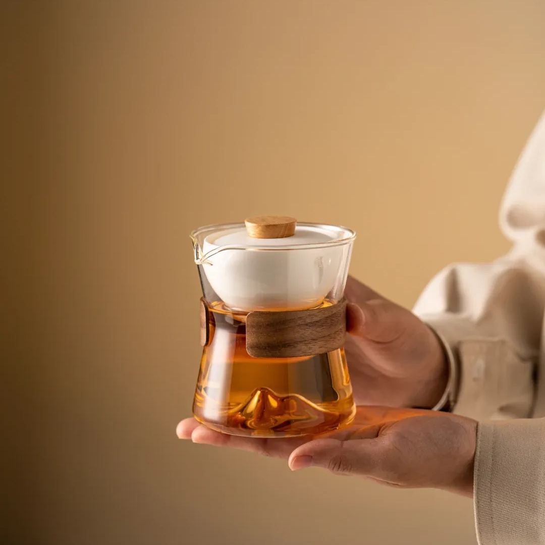 “Vortex Jingmai” - Heat-Resistant Glass Handled Teapot with Rotating Strainer Travel Set-TeaTsy Official Website