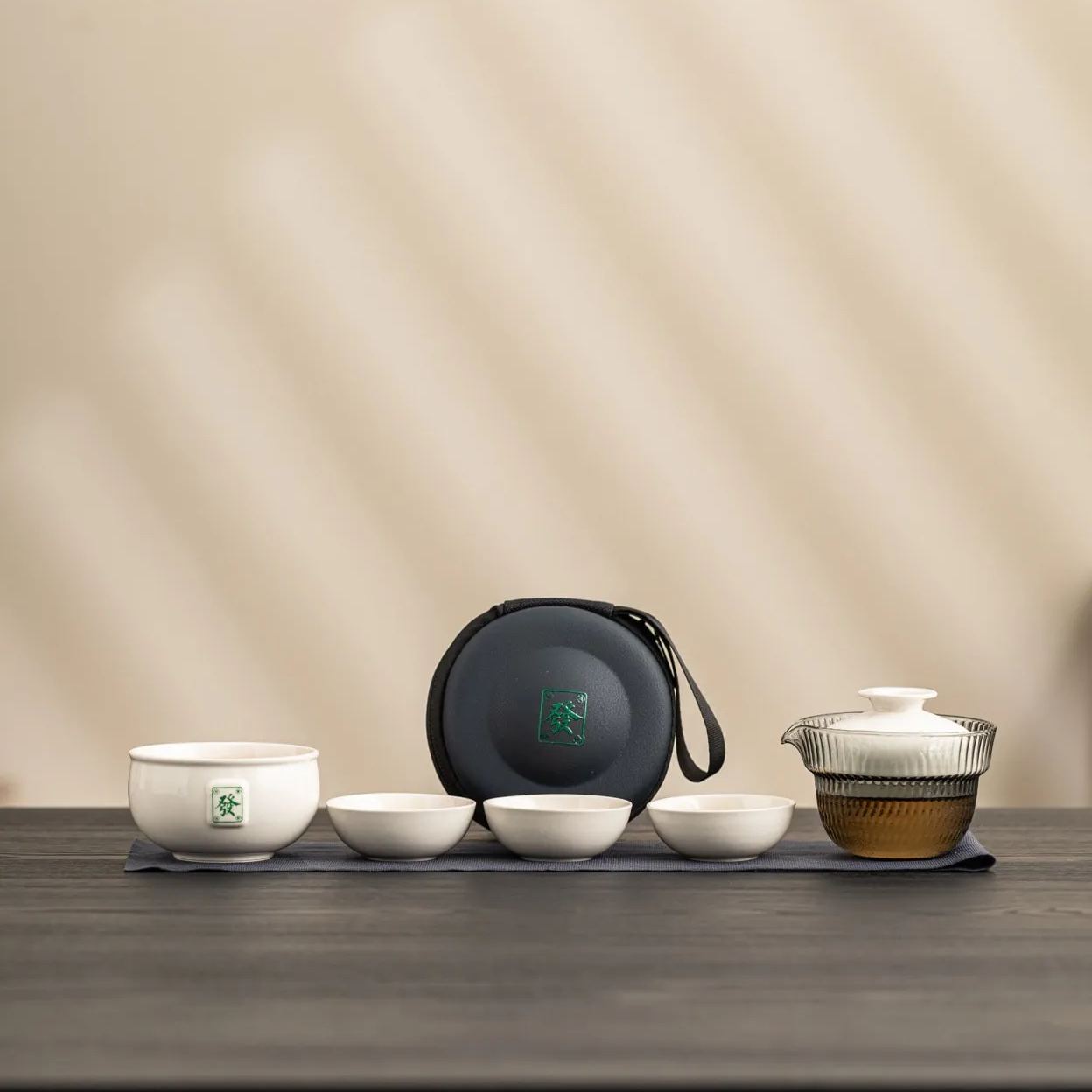  “Fa" Grass Wood Glaze Porcelain Portable Tea Set with Protective Case-TeaTsy Official Website