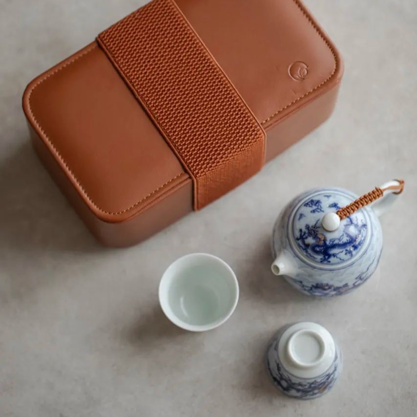 [Summer SALE]“Whispers of the Dragon" - Portable Dehua Porcelain Gongfu Tea Set