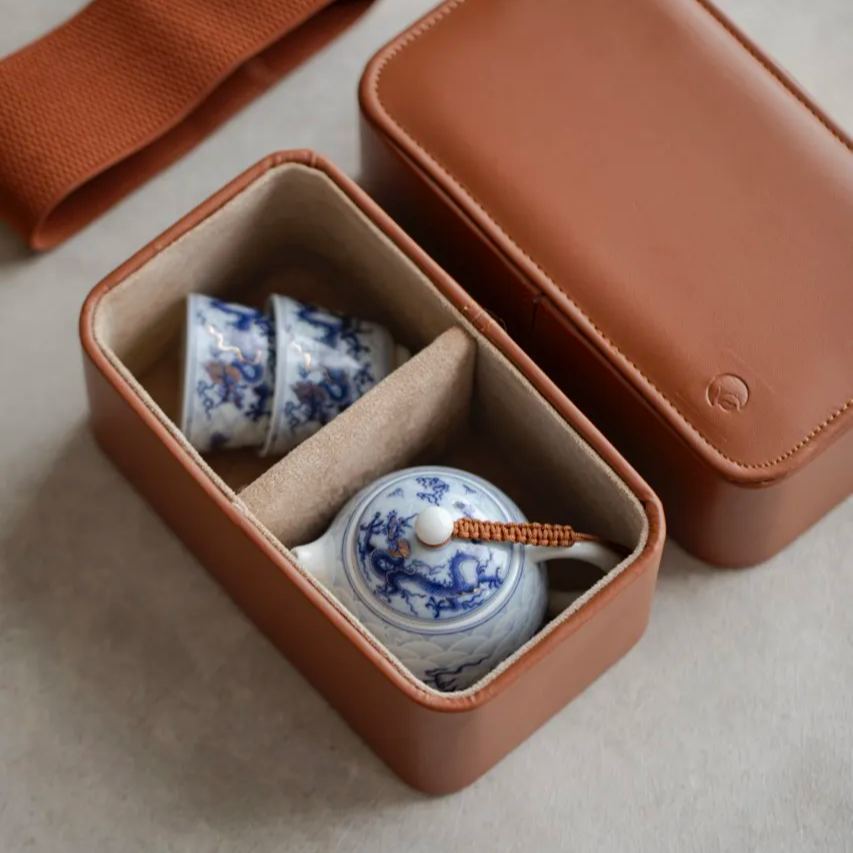 [Summer SALE]“Whispers of the Dragon" - Portable Dehua Porcelain Gongfu Tea Set