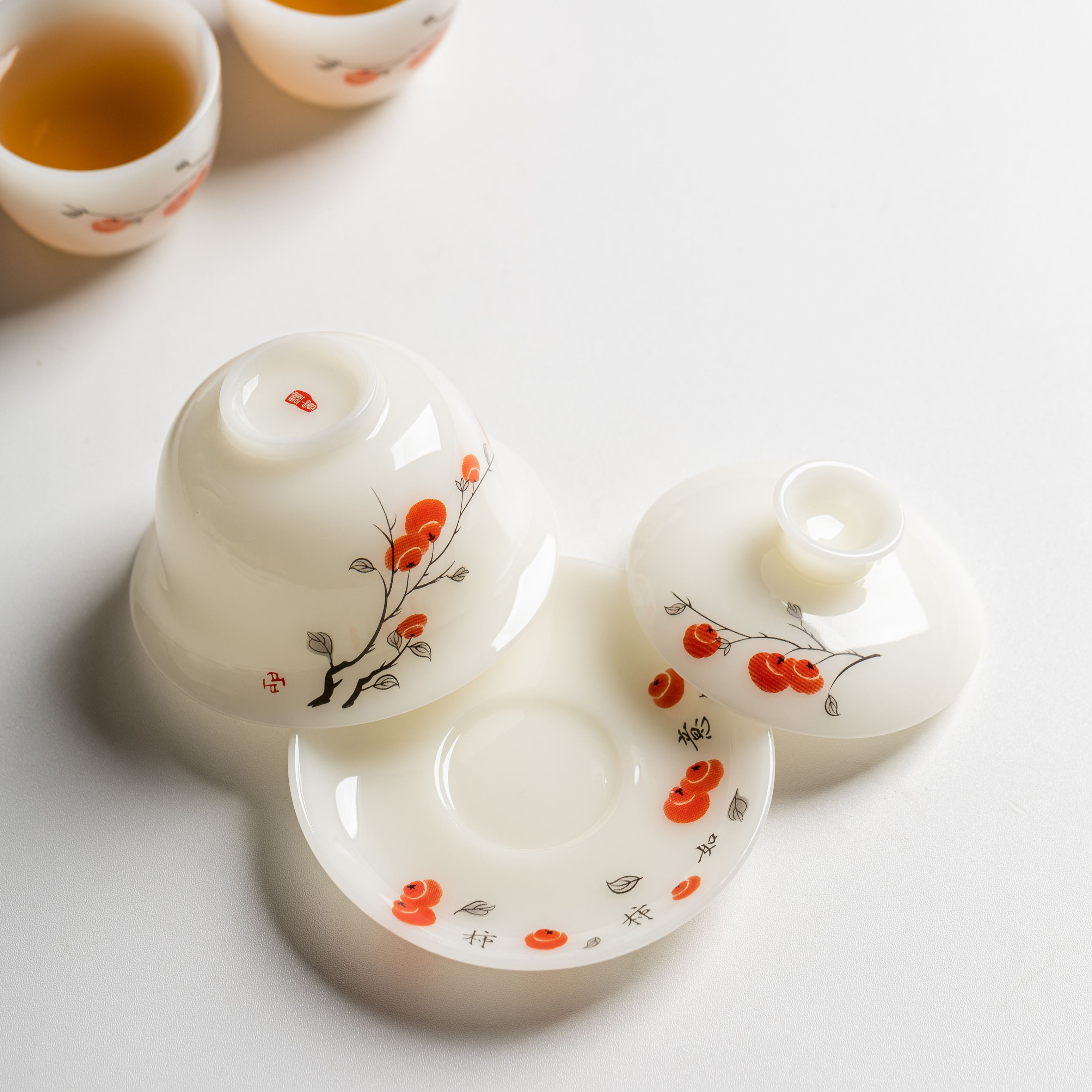 "Ruyi Persimmon" - PuYu(璞玉) White Porcelain Tea Gift Set-TeaTsy Official Website