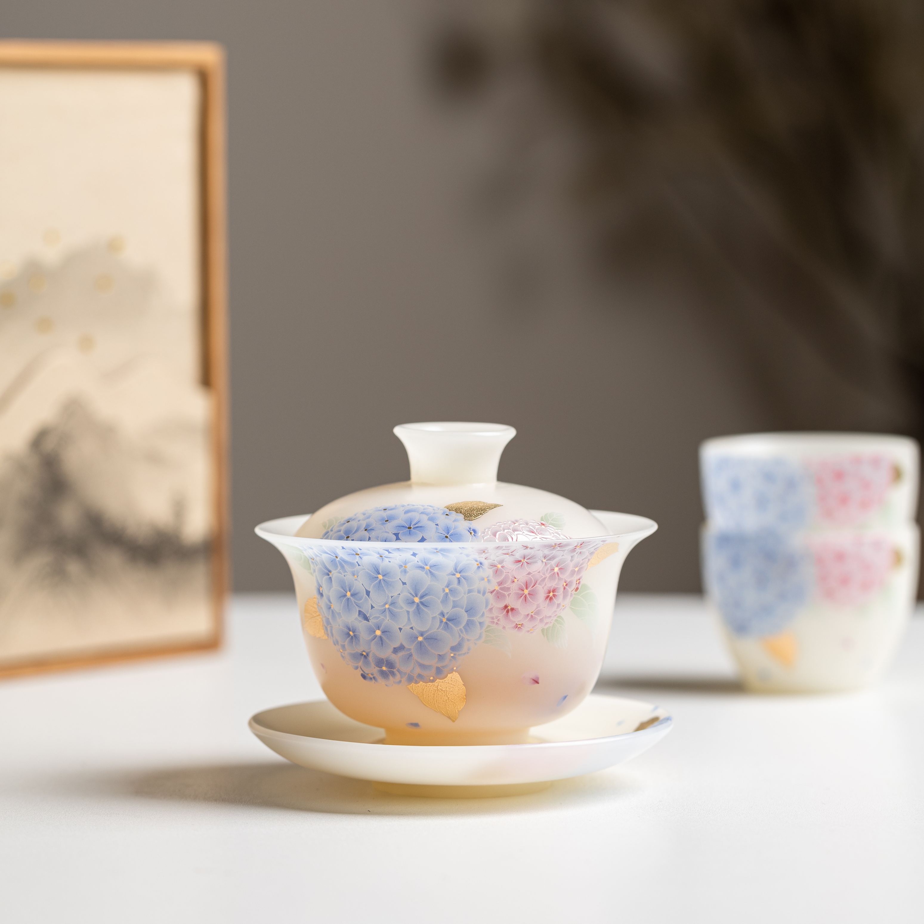 "Hydrangea Reverie" - PuYu(璞玉) White Porcelain Tea Gift Set-TeaTsy Official Website