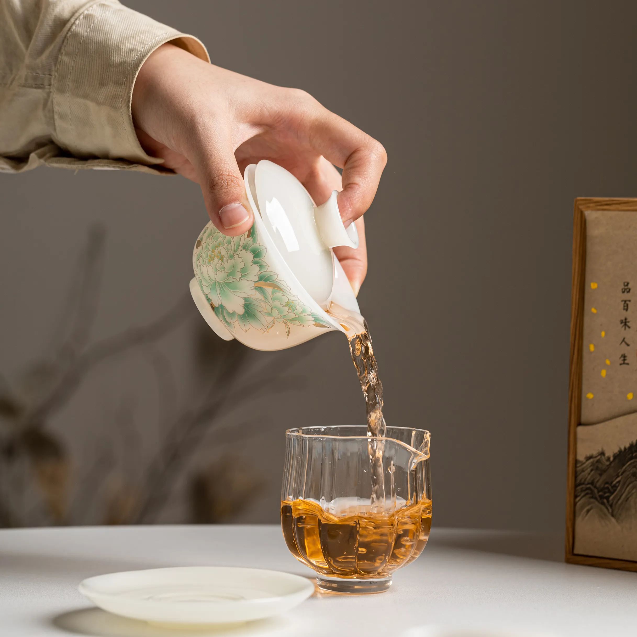 "Auspicious Peony" - PuYu(璞玉) White Porcelain Tea Gift Set-TeaTsy Official Website