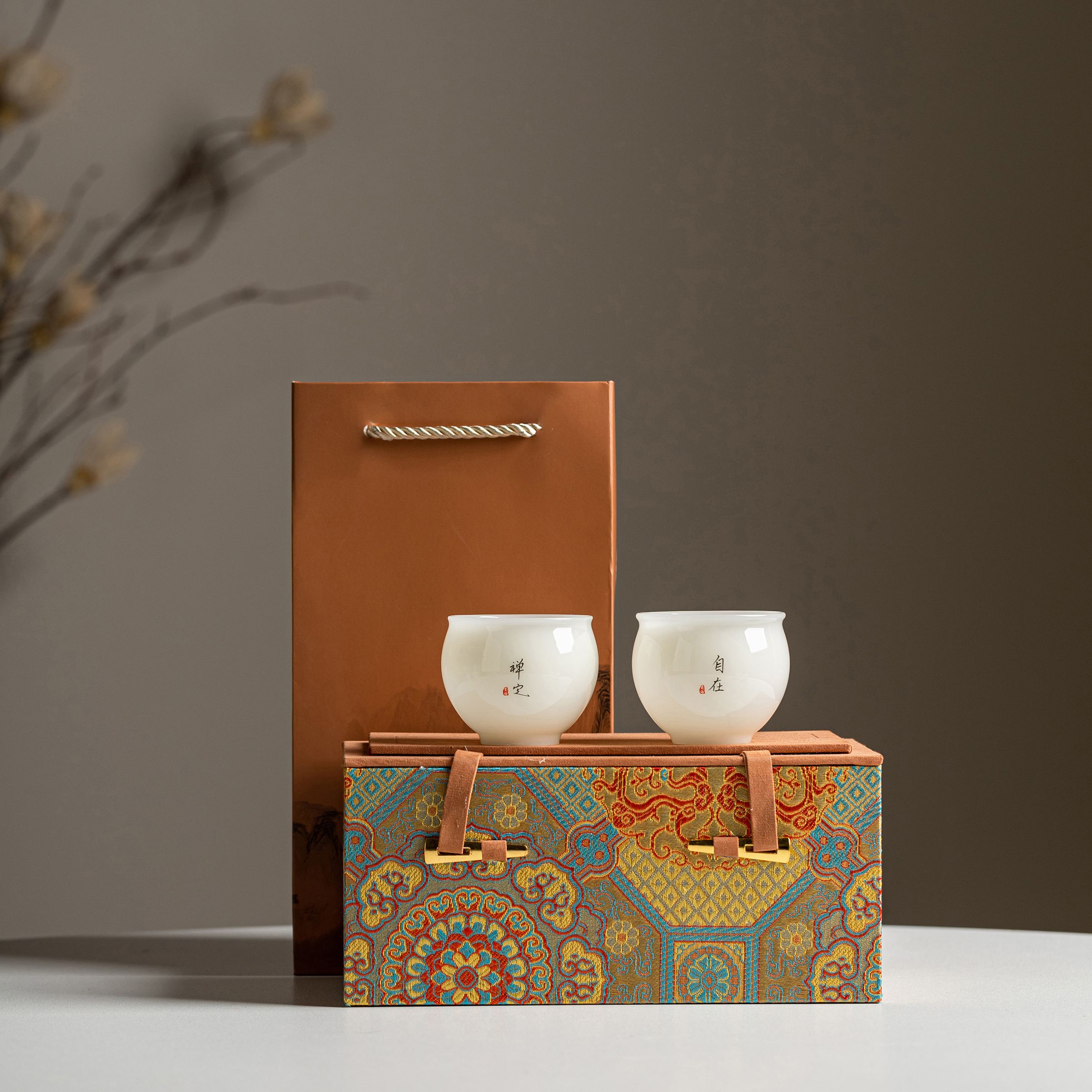 "Four States of Calm" - PuYu (璞玉) White Porcelain Two Cup Gift Set-TeaTsy Official Website