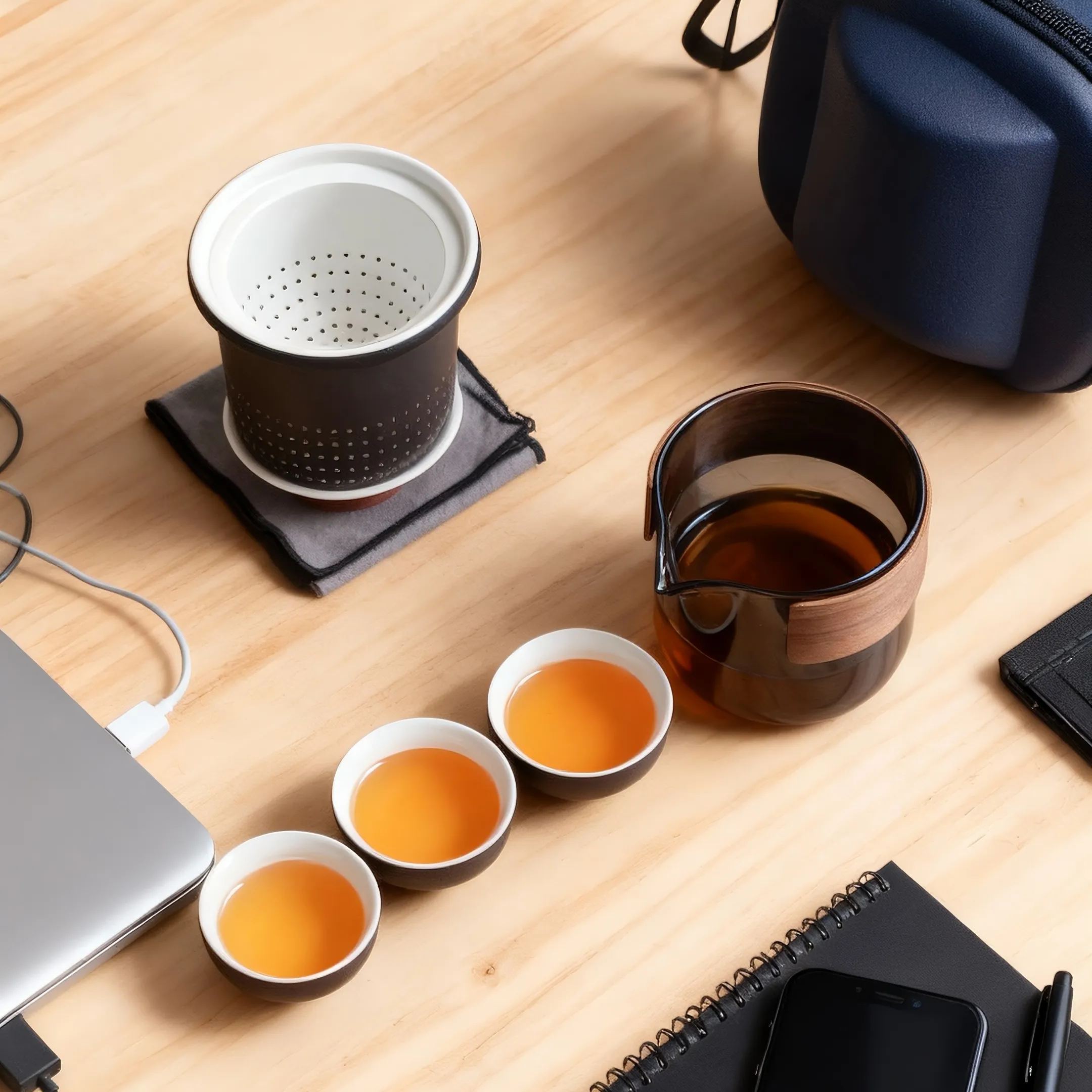 "Tao" - Retro Style Handmade Portable Tea Set With Protective Case-TeaTsy Official Website