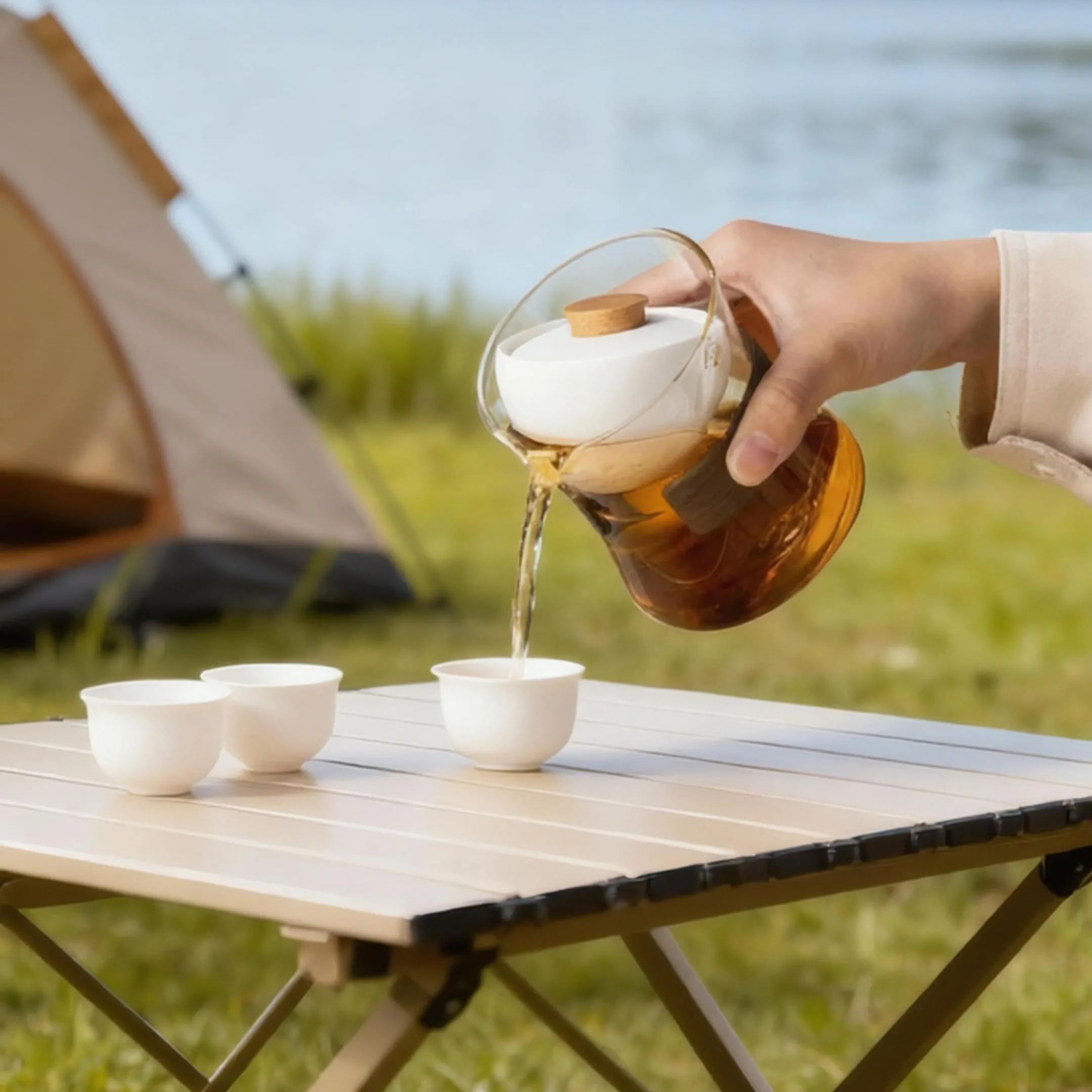 “Vortex Kit” - Heat-Resistant Glass Handled Teapot with Rotating Strainer Travel Set-TeaTsy Official Website