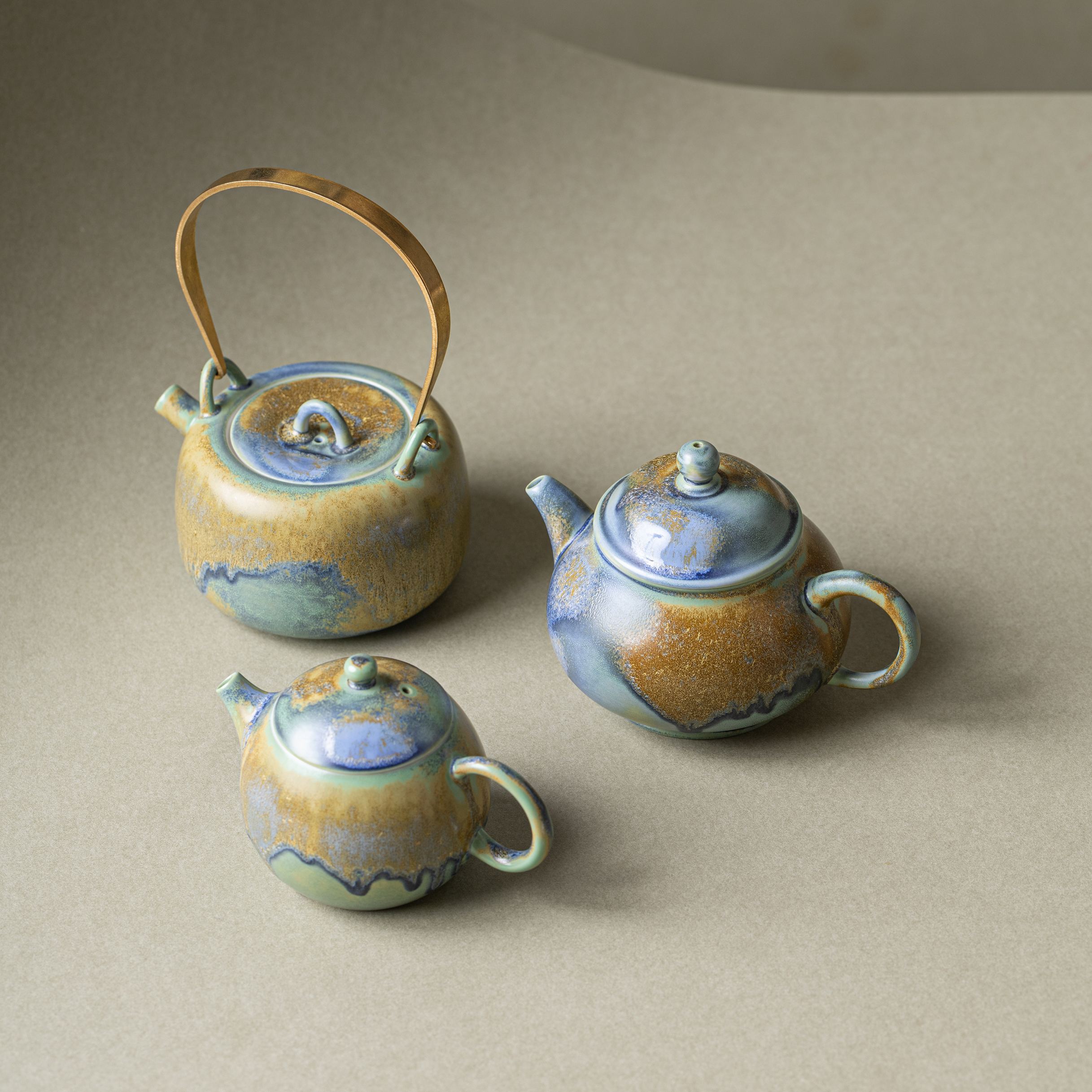 Thousand Miles of Rivers and Mountains/千里江山(Qian Li Jiang Shan) - Crystalline Glaze Glaze Xishi(西施) Teapot-TeaTsy Official Website