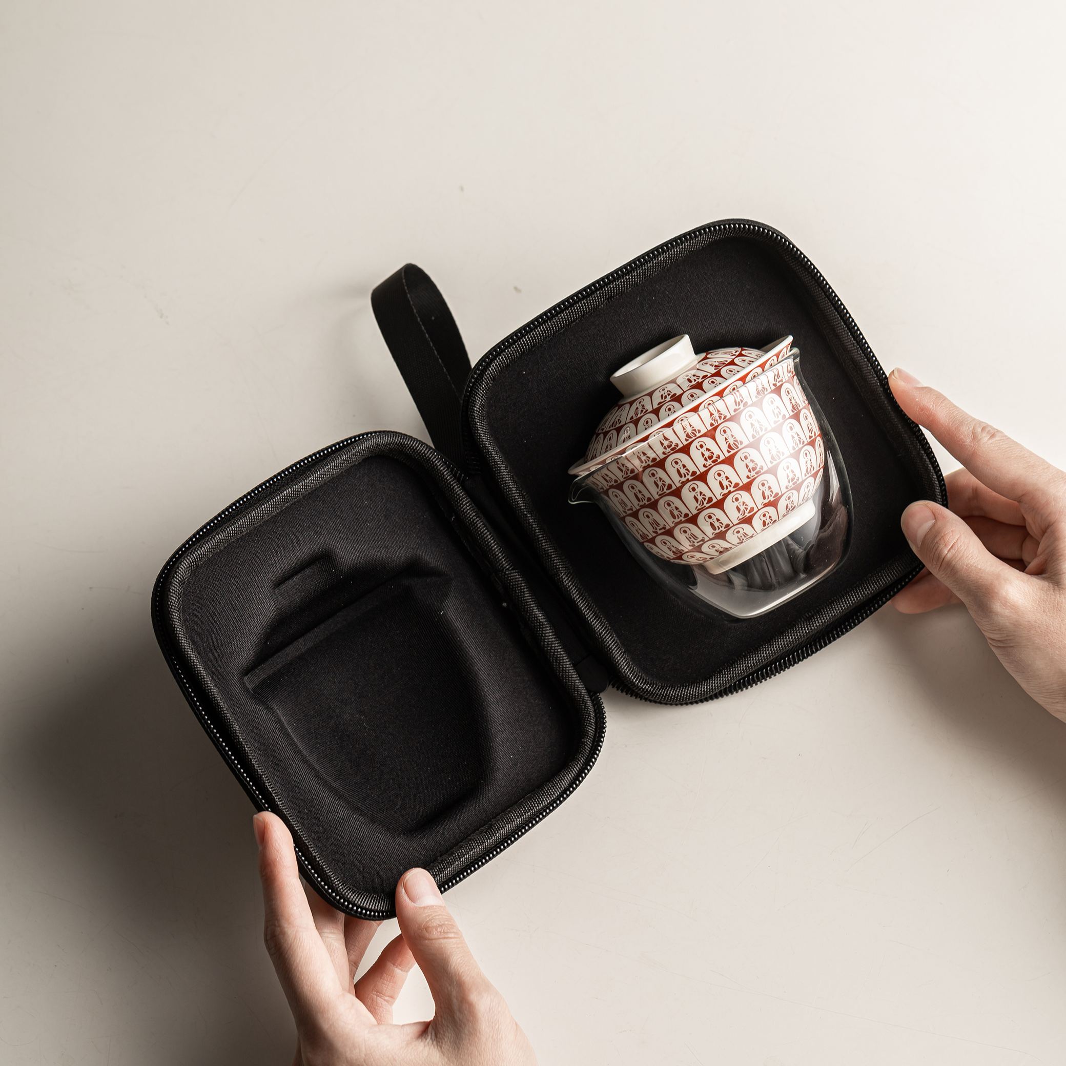 [Copy]"Jingmai“ Portable Tea Set – Celadon Gaiwan with Cups | Travel Gongfu Tea Set with Case