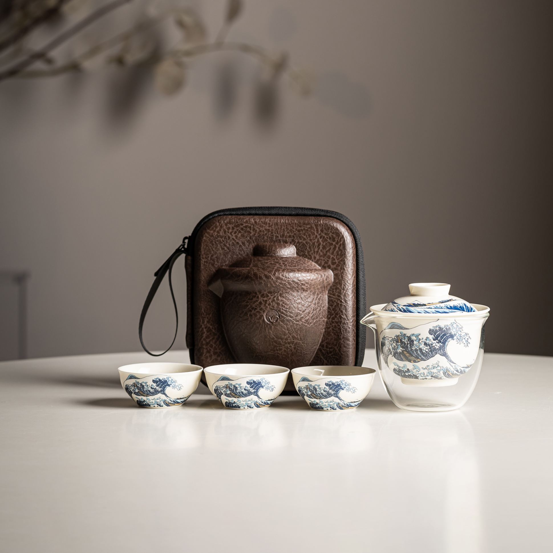 [Copy][Copy]“Thousand Buddhas Zen” Portable Tea Set – Gaiwan with Cups | Travel Gongfu Tea Set with Case
