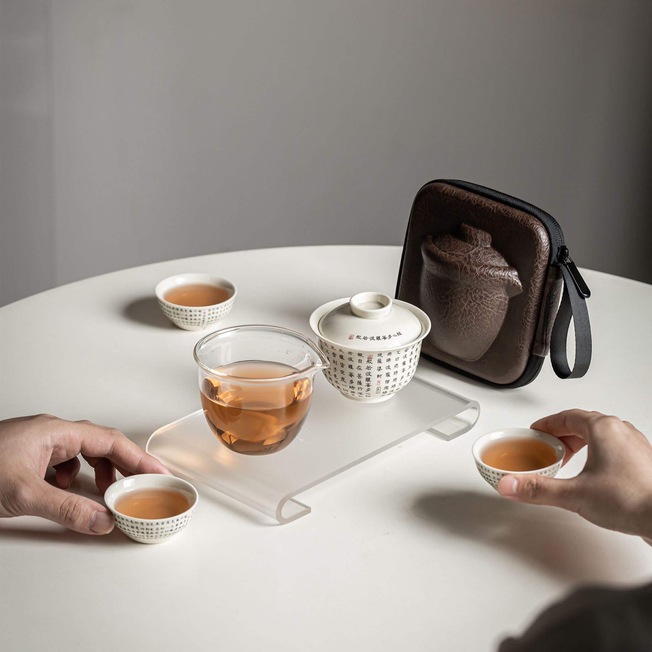 [Copy]“Thousand Buddhas Zen” Portable Tea Set – Gaiwan with Cups | Travel Gongfu Tea Set with Case