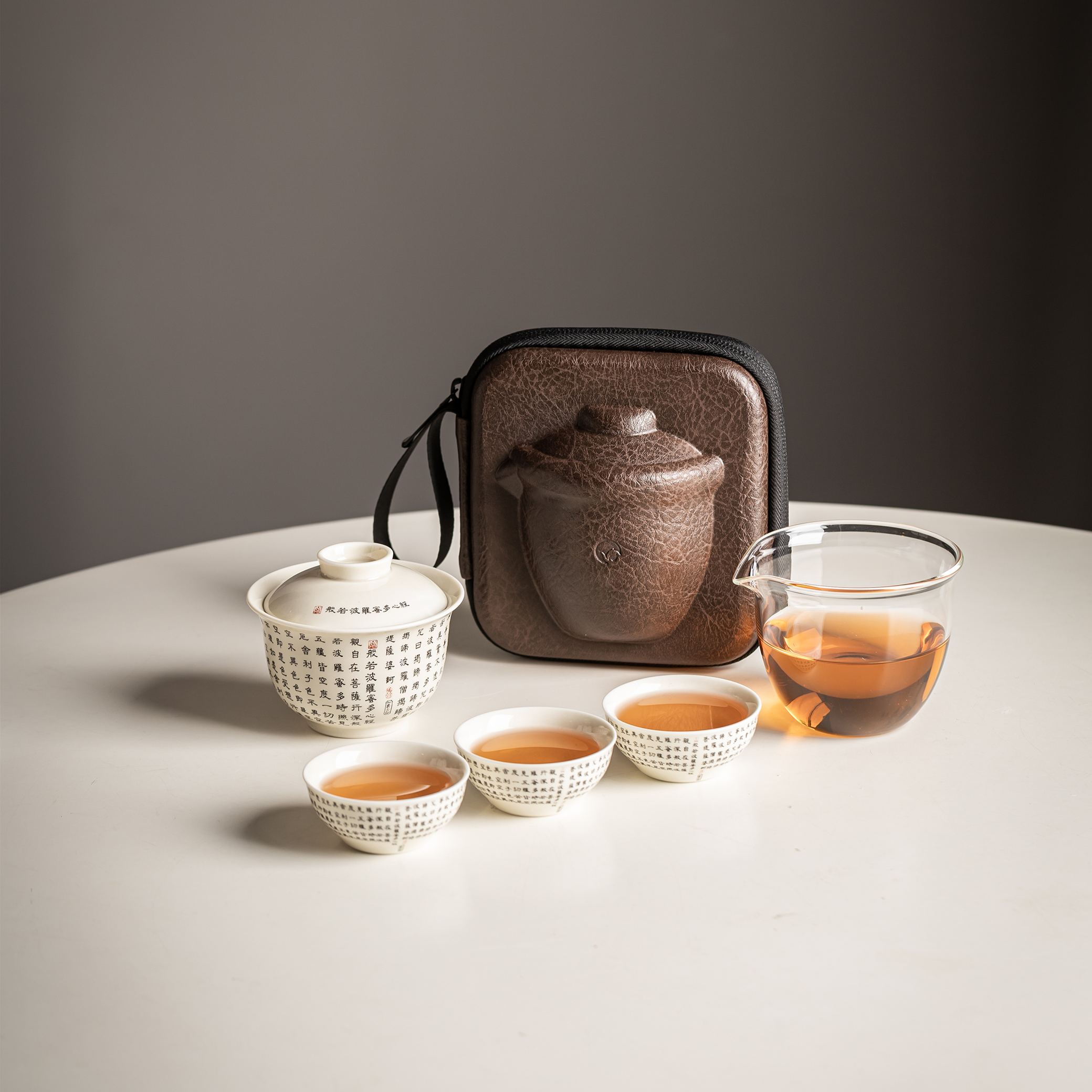 [Copy]“Thousand Buddhas Zen” Portable Tea Set – Gaiwan with Cups | Travel Gongfu Tea Set with Case
