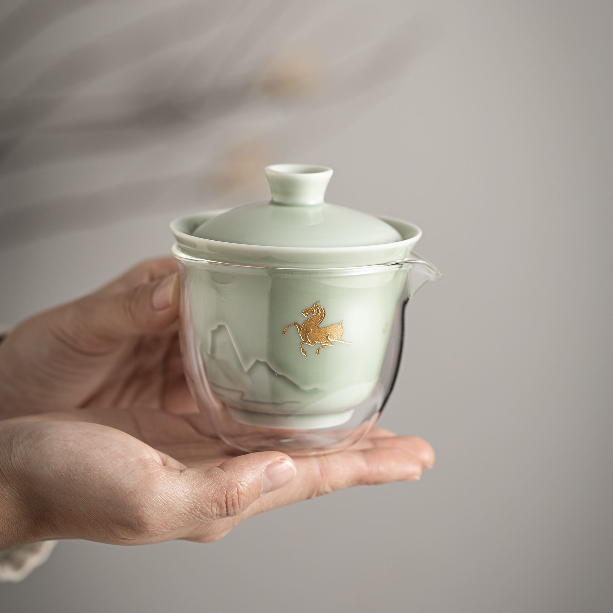 [Copy]"Jingmai“ Portable Tea Set – Celadon Gaiwan with Cups | Travel Gongfu Tea Set with Case