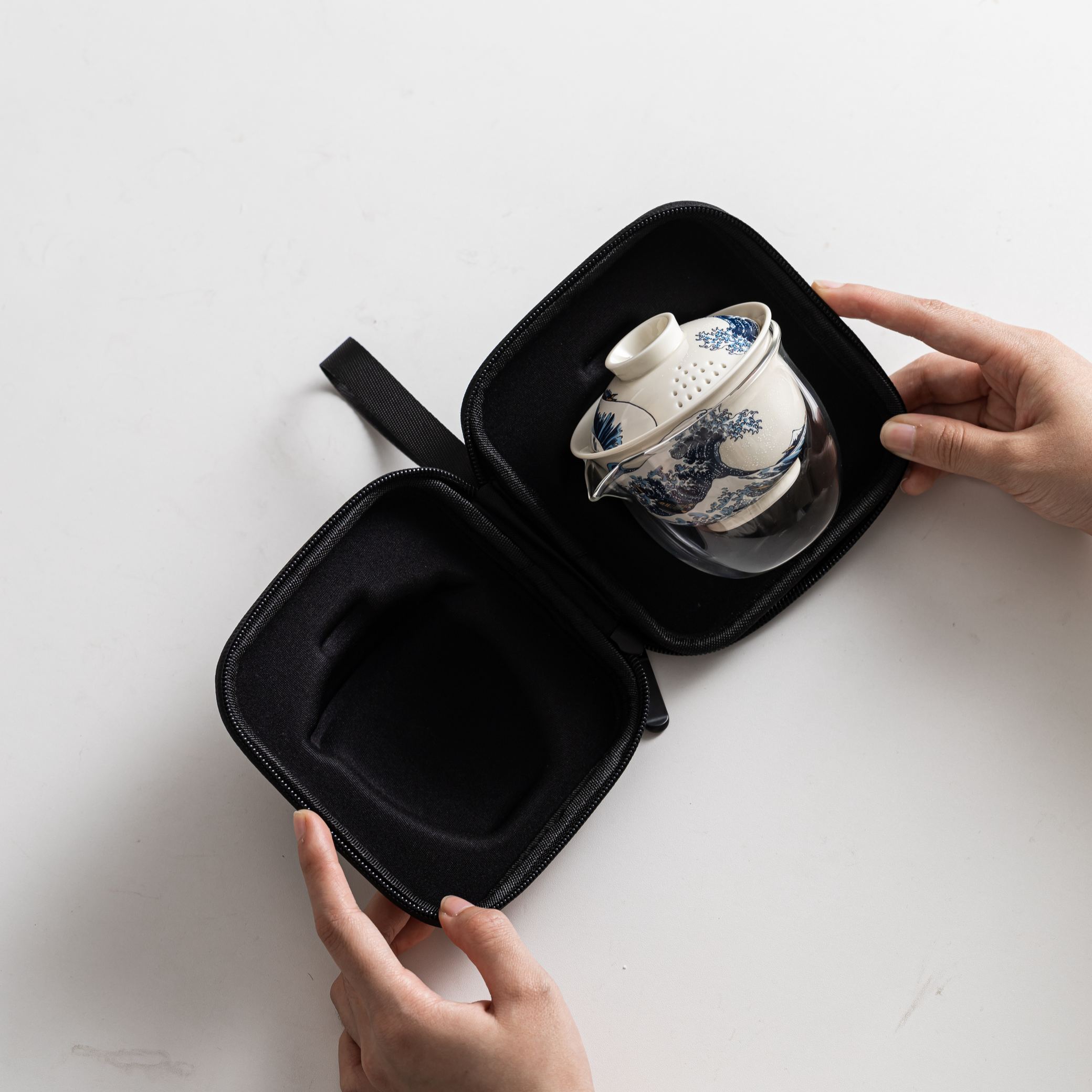 「Upgraded Version」The Great Wave off Kanagawa /神奈川衝浪裡 (Lid Drain Holes) Travel Tea Set