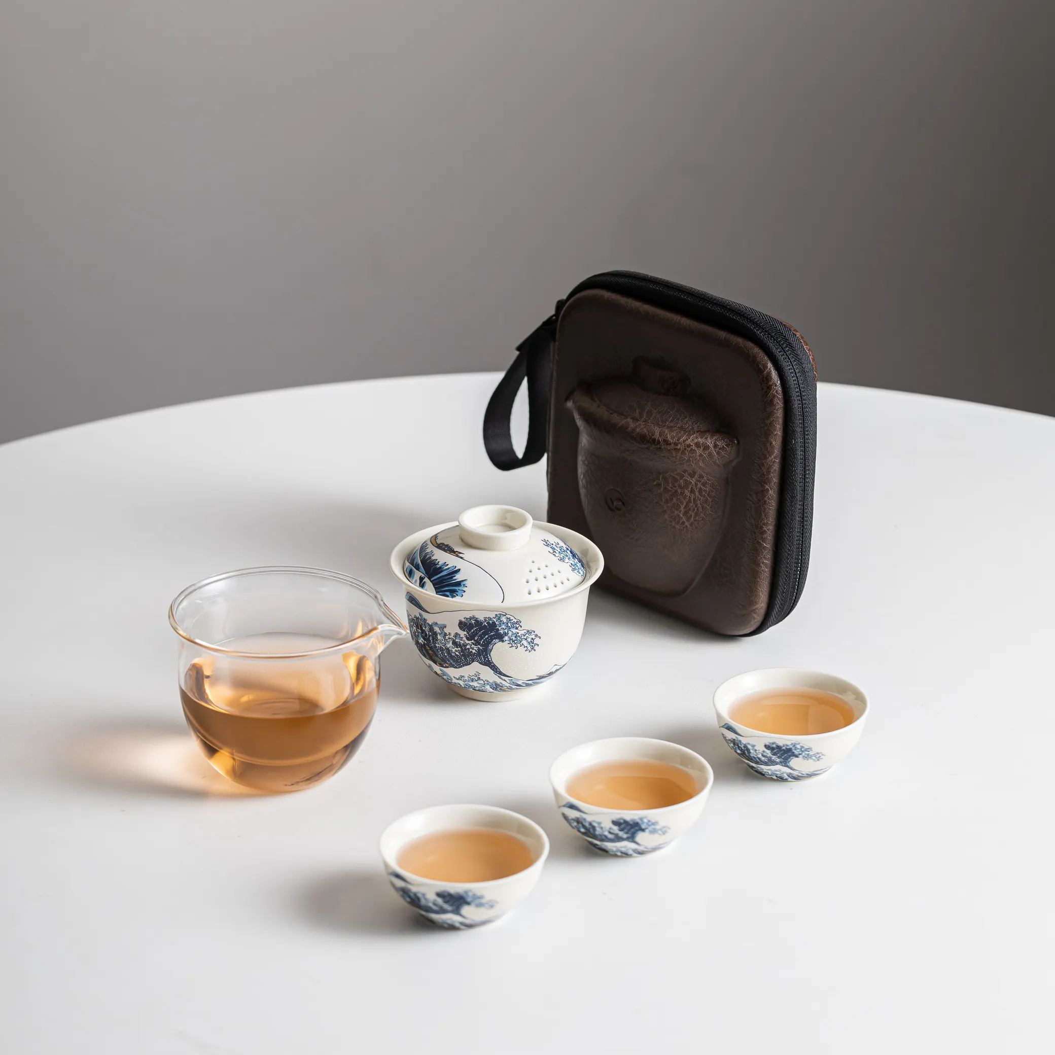 「Upgraded Version」The Great Wave off Kanagawa /神奈川衝浪裡 (Lid Drain Holes) Travel Tea Set