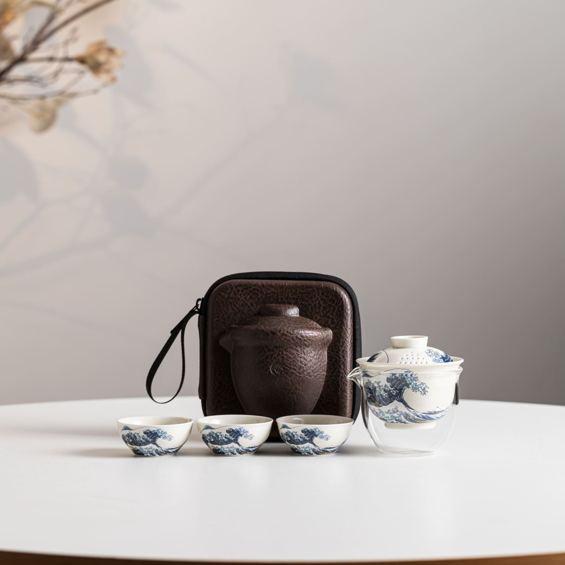 「Upgraded Version」The Great Wave off Kanagawa /神奈川衝浪裡 (Lid Drain Holes) Travel Tea Set