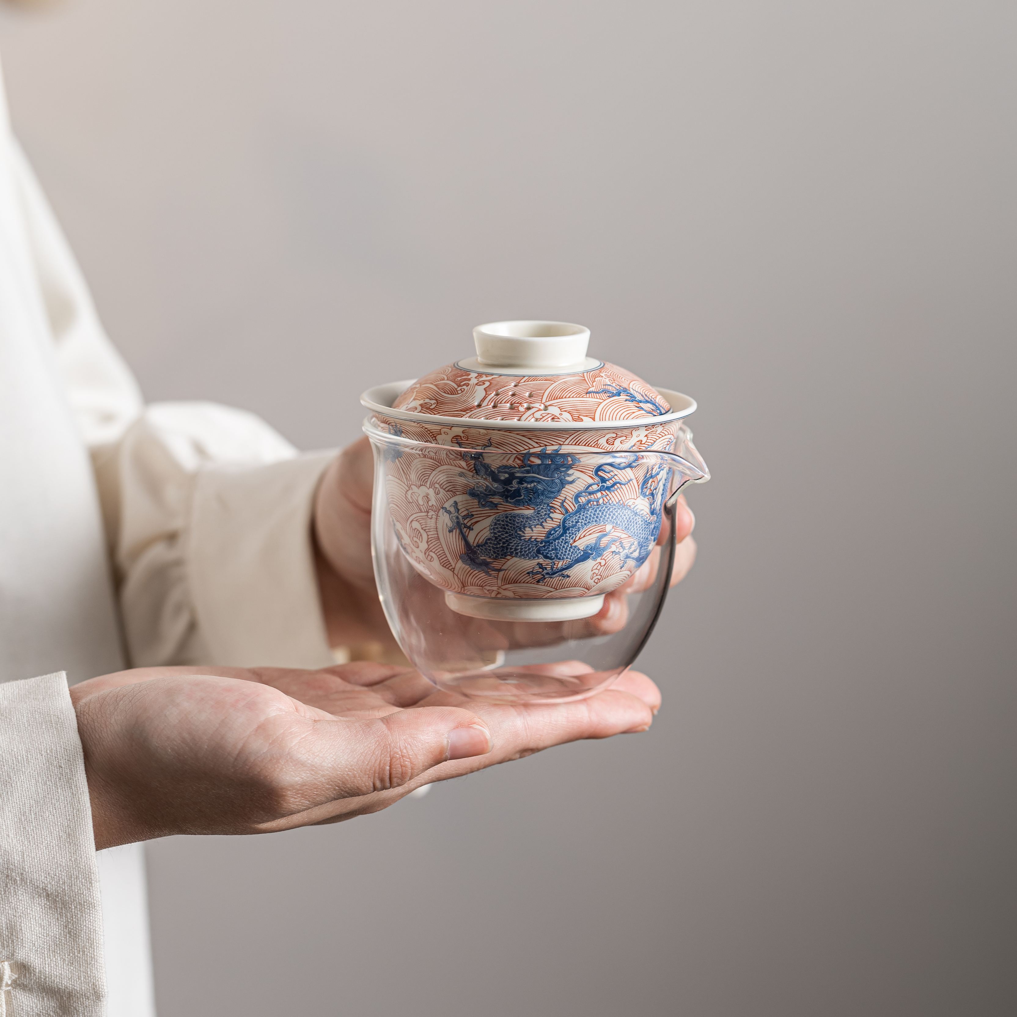 「Upgraded Version」Dragon Emerging from the Sea in Clouds /雲龍出海 (Lid Drain Holes) Travel Set