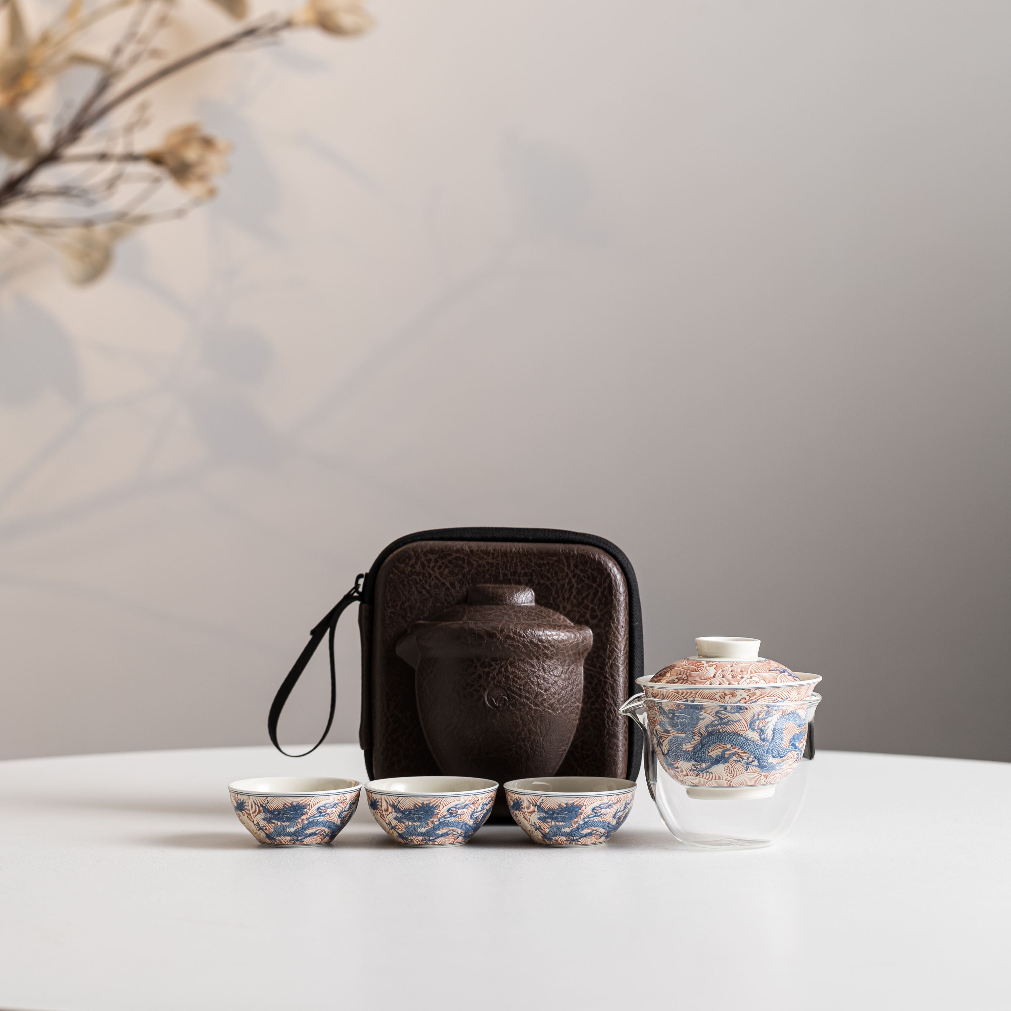 「Upgraded Version」Dragon Emerging from the Sea in Clouds /雲龍出海 (Lid Drain Holes) Travel Set