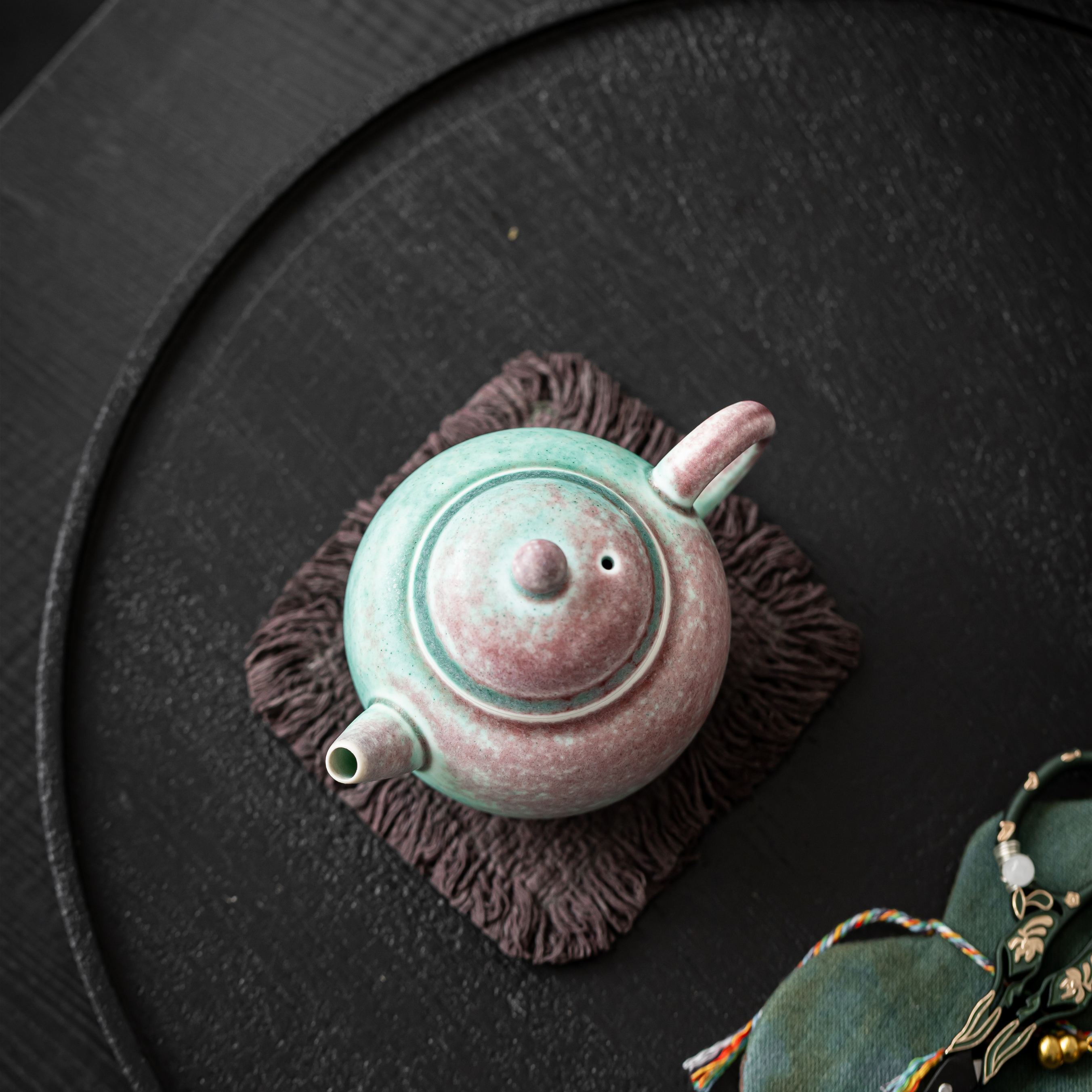 "Blush Spring" - Artisanal Pink-Green Kiln Transformation Gongfu Teapot