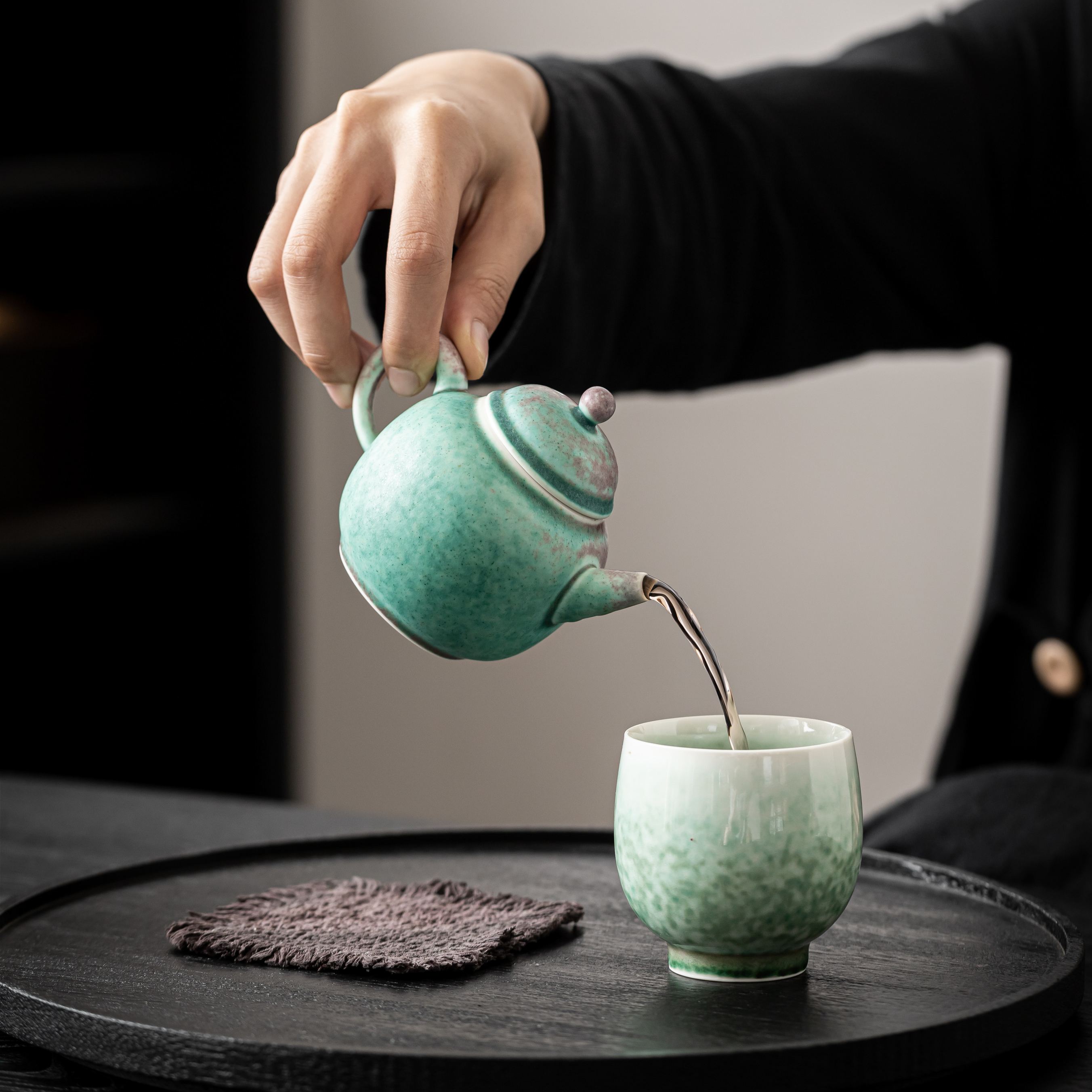 "Blush Spring" - Artisanal Pink-Green Kiln Transformation Gongfu Teapot