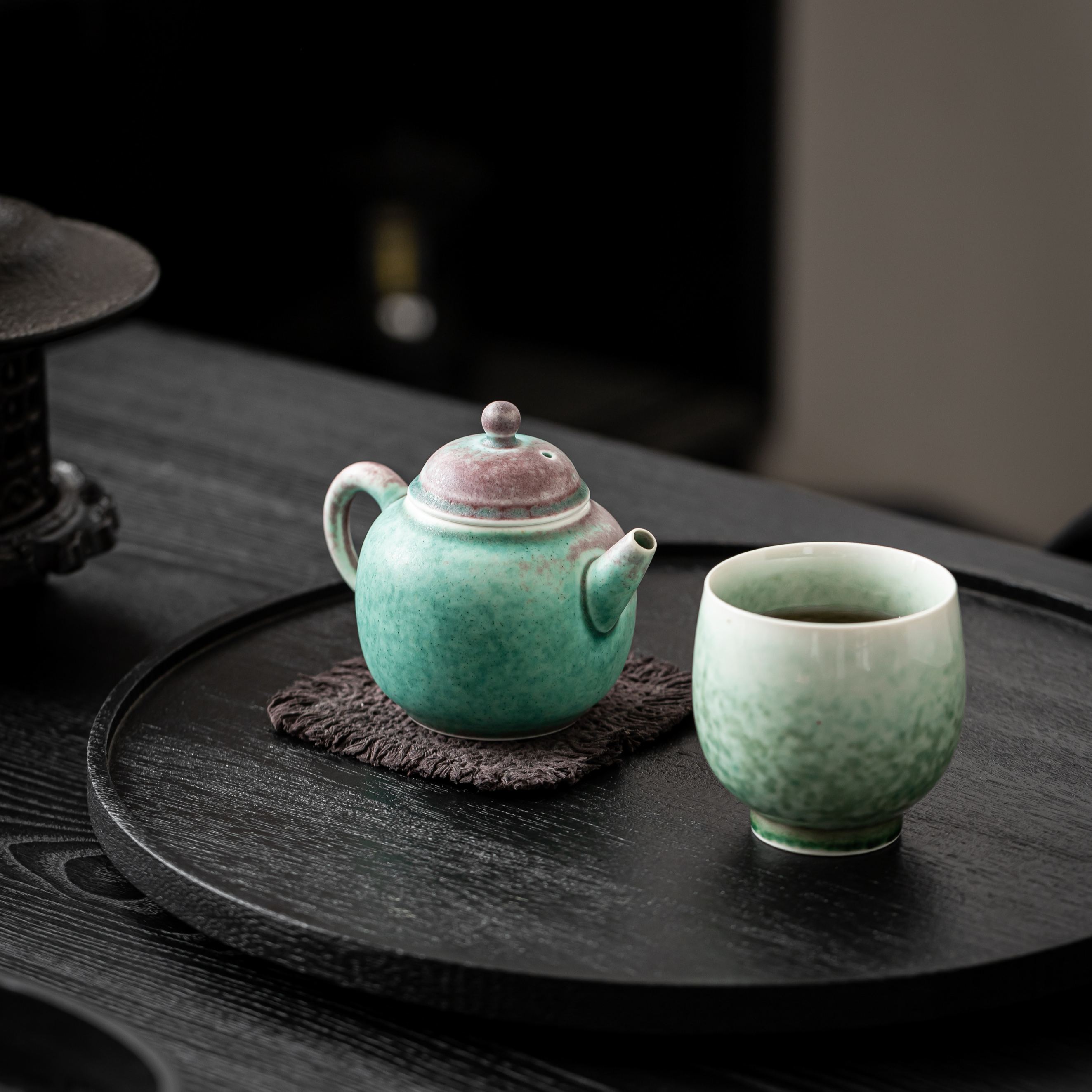 "Blush Spring" - Artisanal Pink-Green Kiln Transformation Gongfu Teapot
