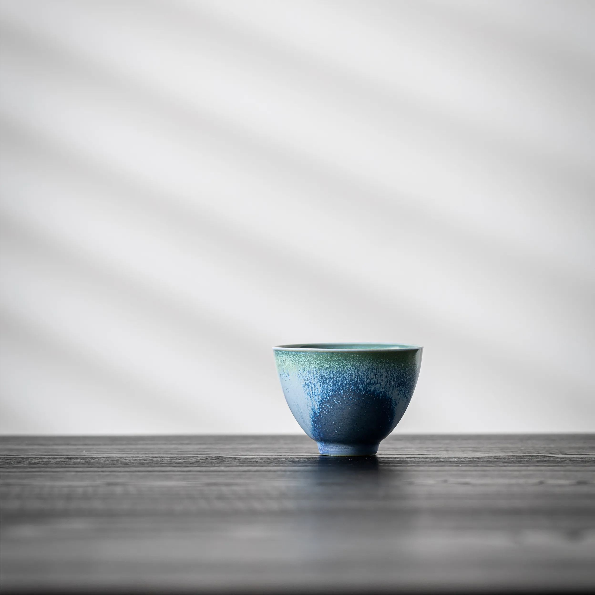 "Ocean Horizon" - Artisanal Gradient Blue-Green Kiln Transformation Gongfu Teacup