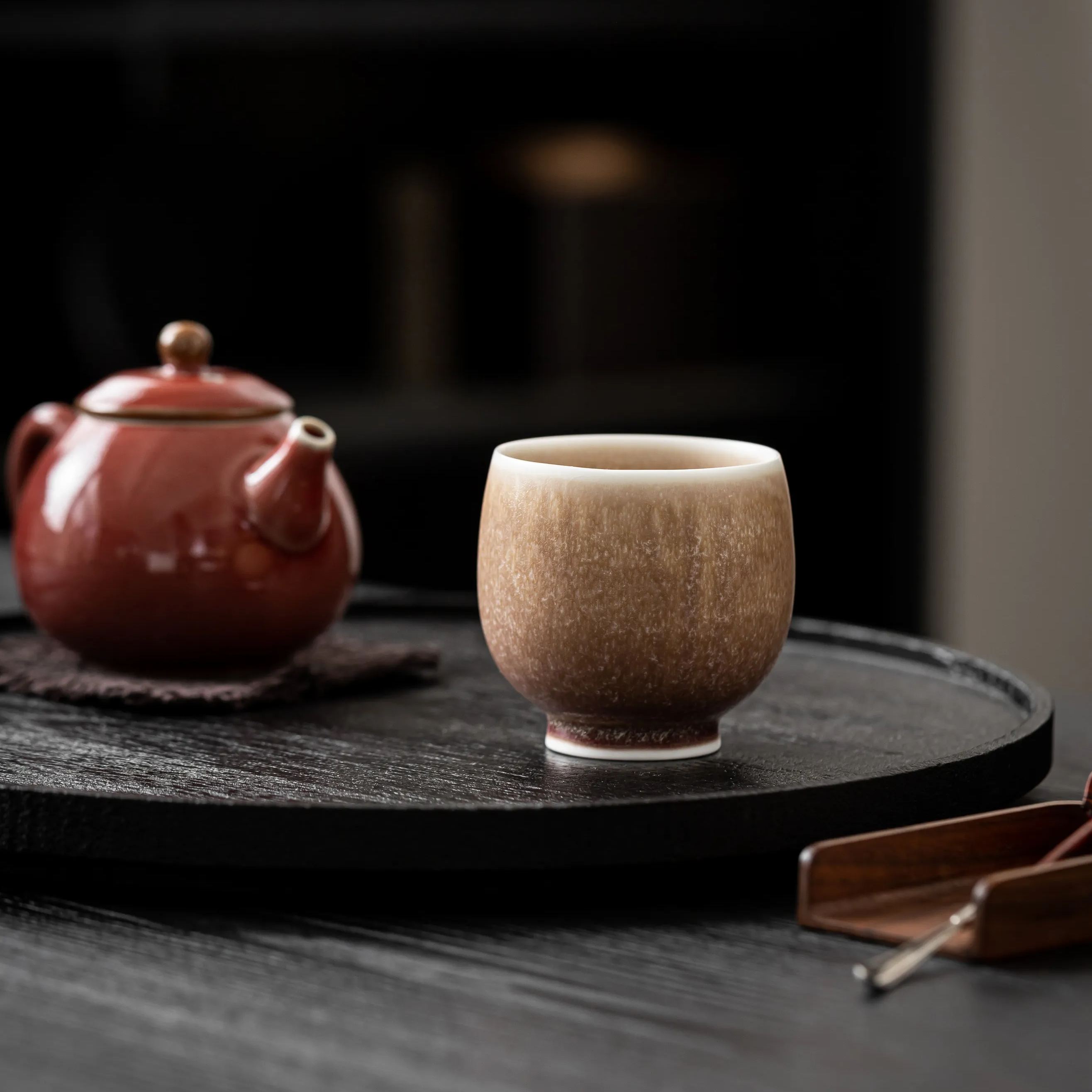 "Sand Mist" - Artisanal Earth Brown Kiln Transformation Teacup