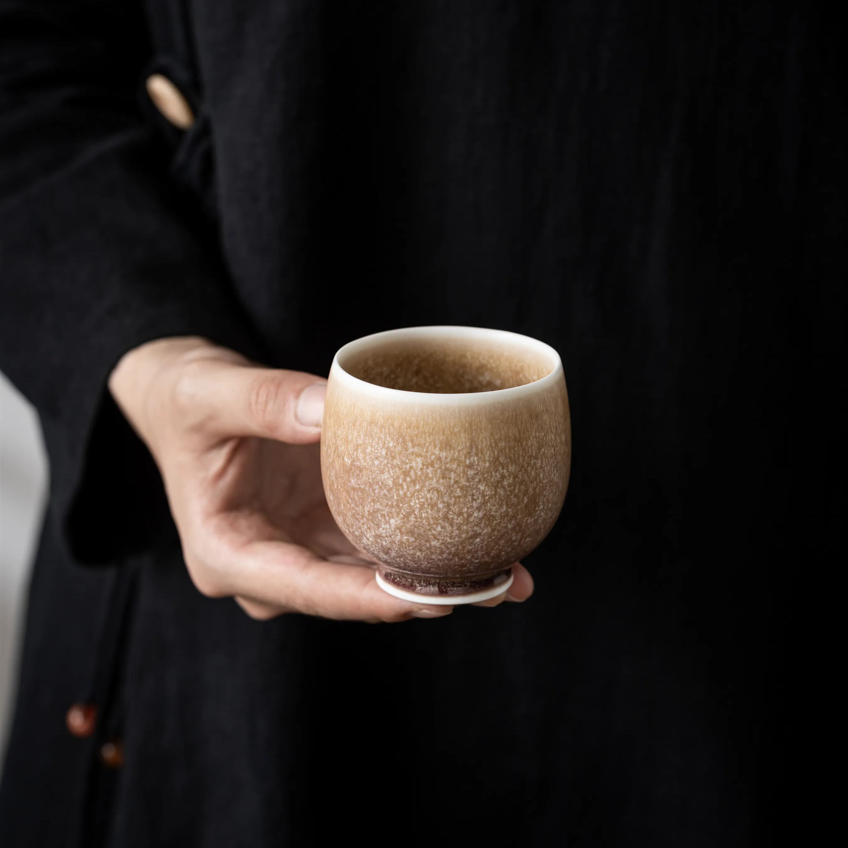 "Sand Mist" - Artisanal Earth Brown Kiln Transformation Teacup