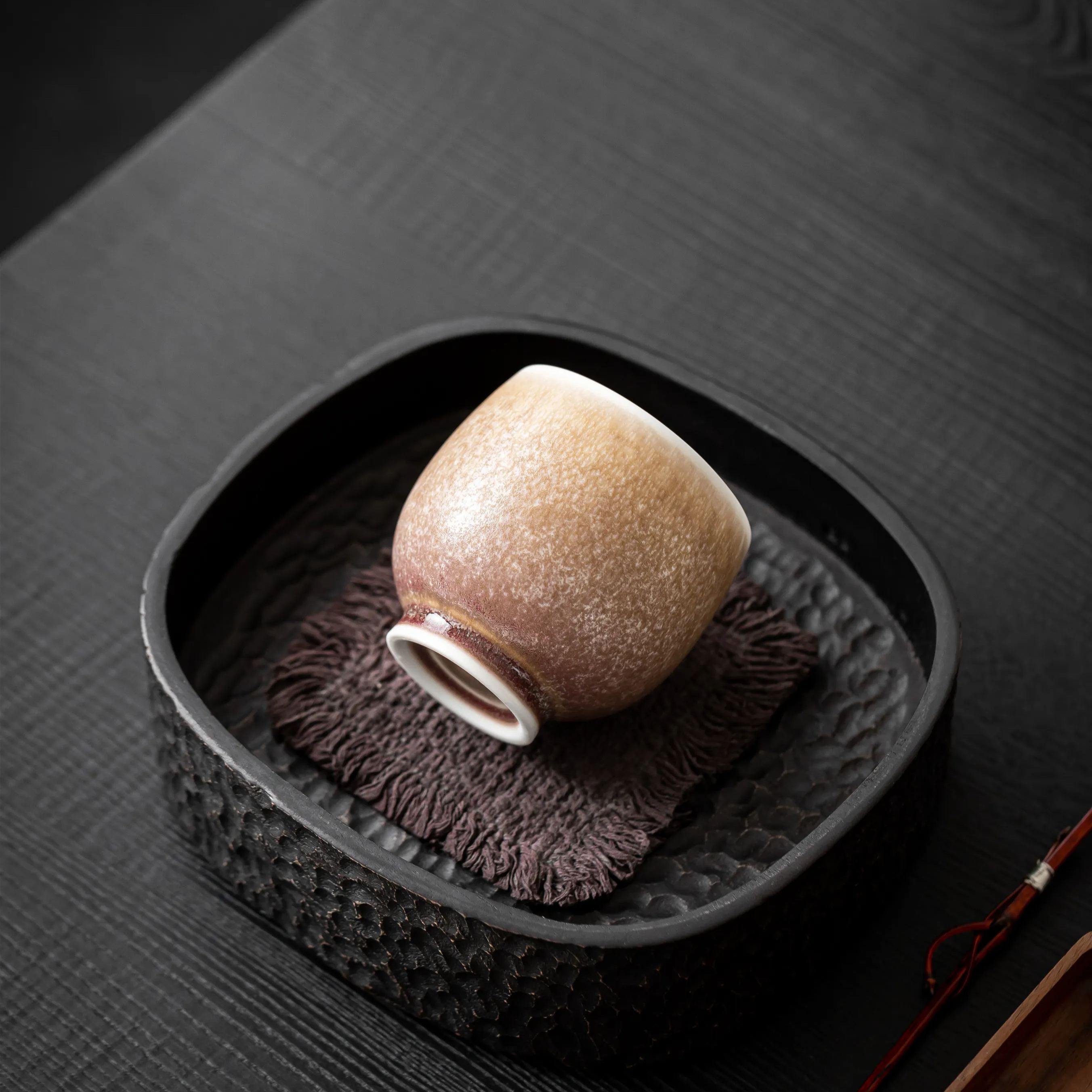 "Sand Mist" - Artisanal Earth Brown Kiln Transformation Teacup