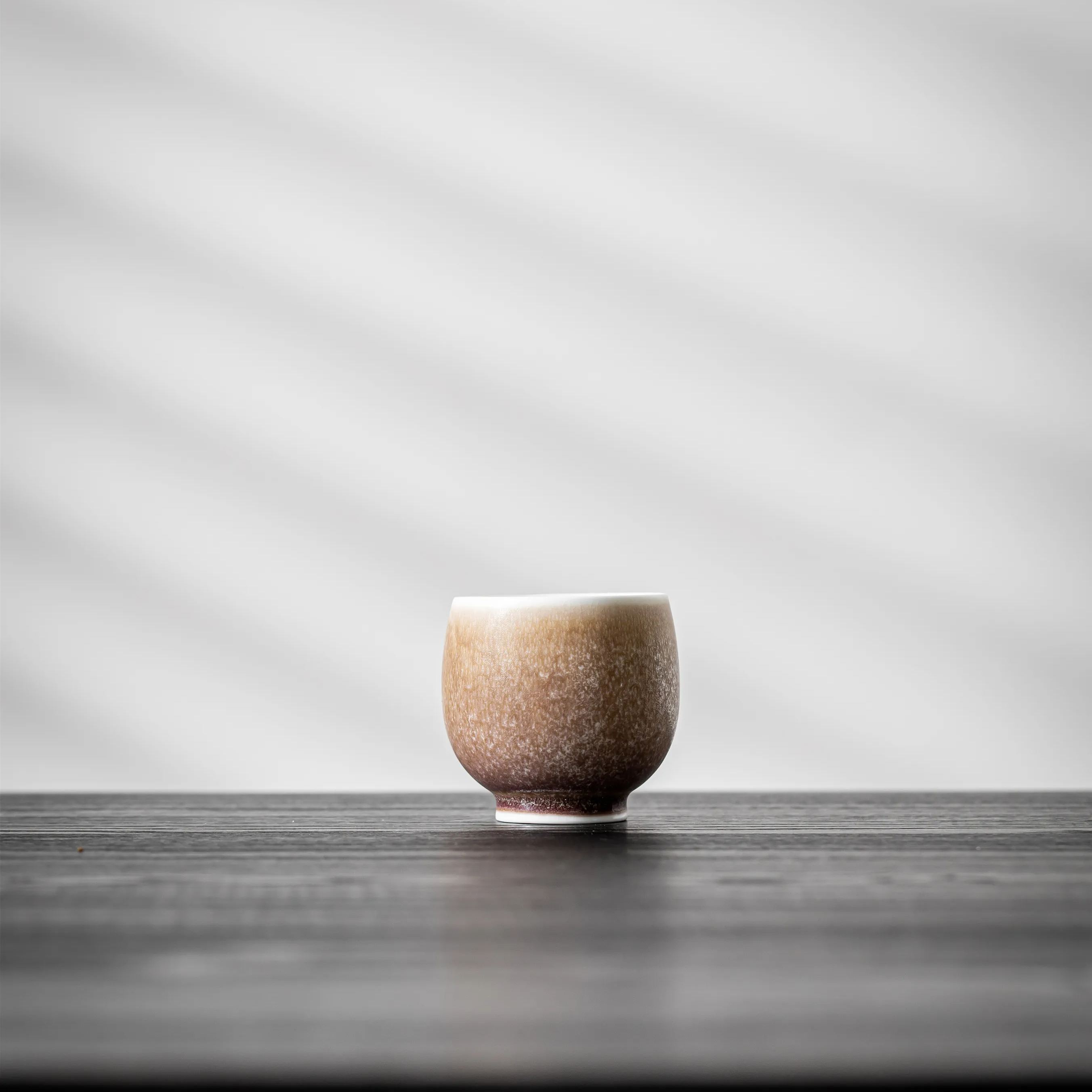 "Sand Mist" - Artisanal Earth Brown Kiln Transformation Teacup