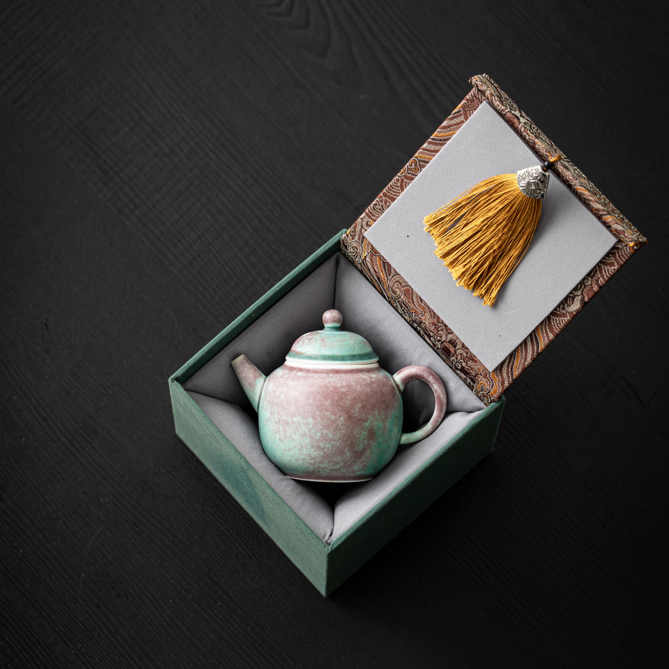 "Blush Spring" - Artisanal Pink-Green Kiln Transformation Gongfu Teapot