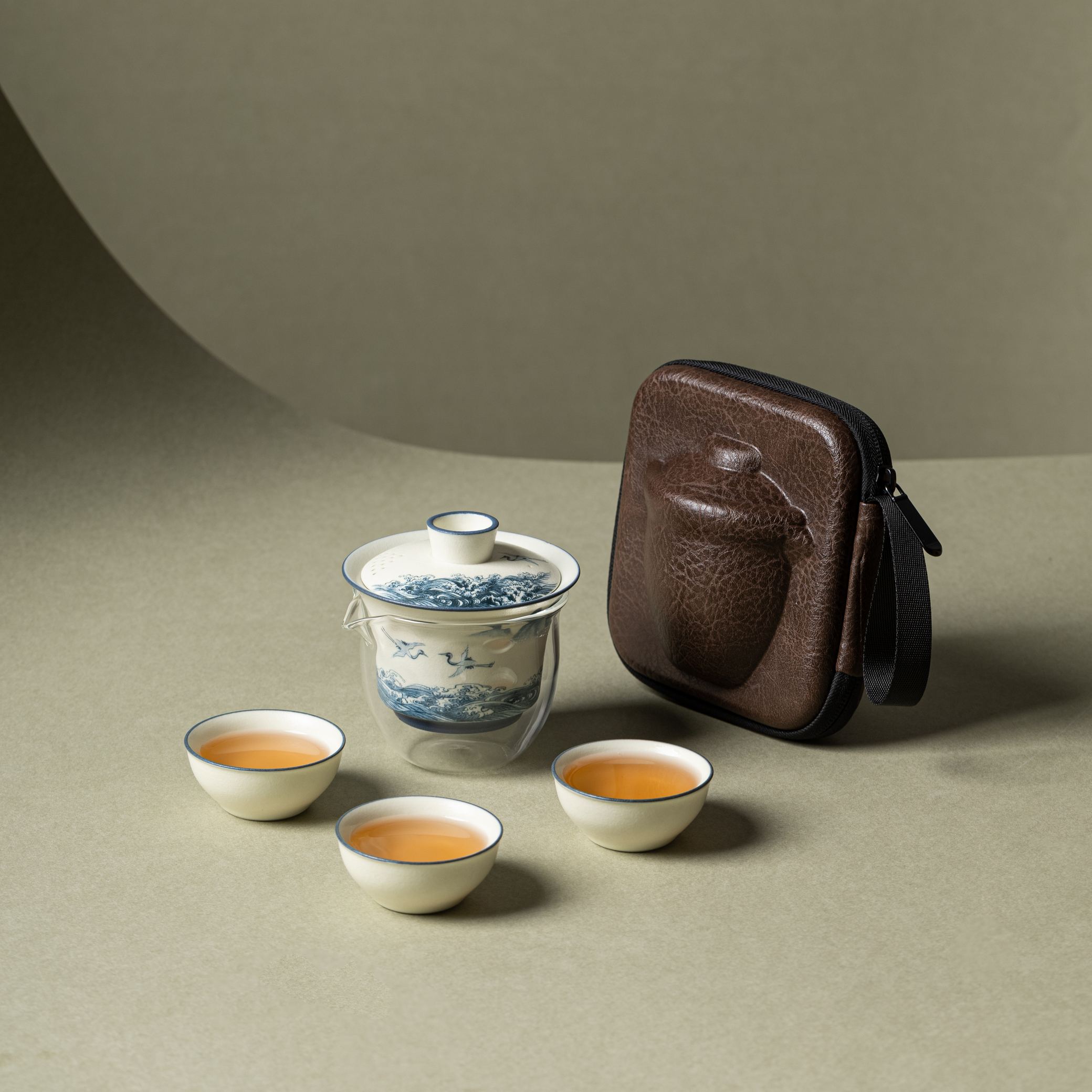 “The Indigo Crane” —— Lid Filter Kung Fu Travel Tea Set