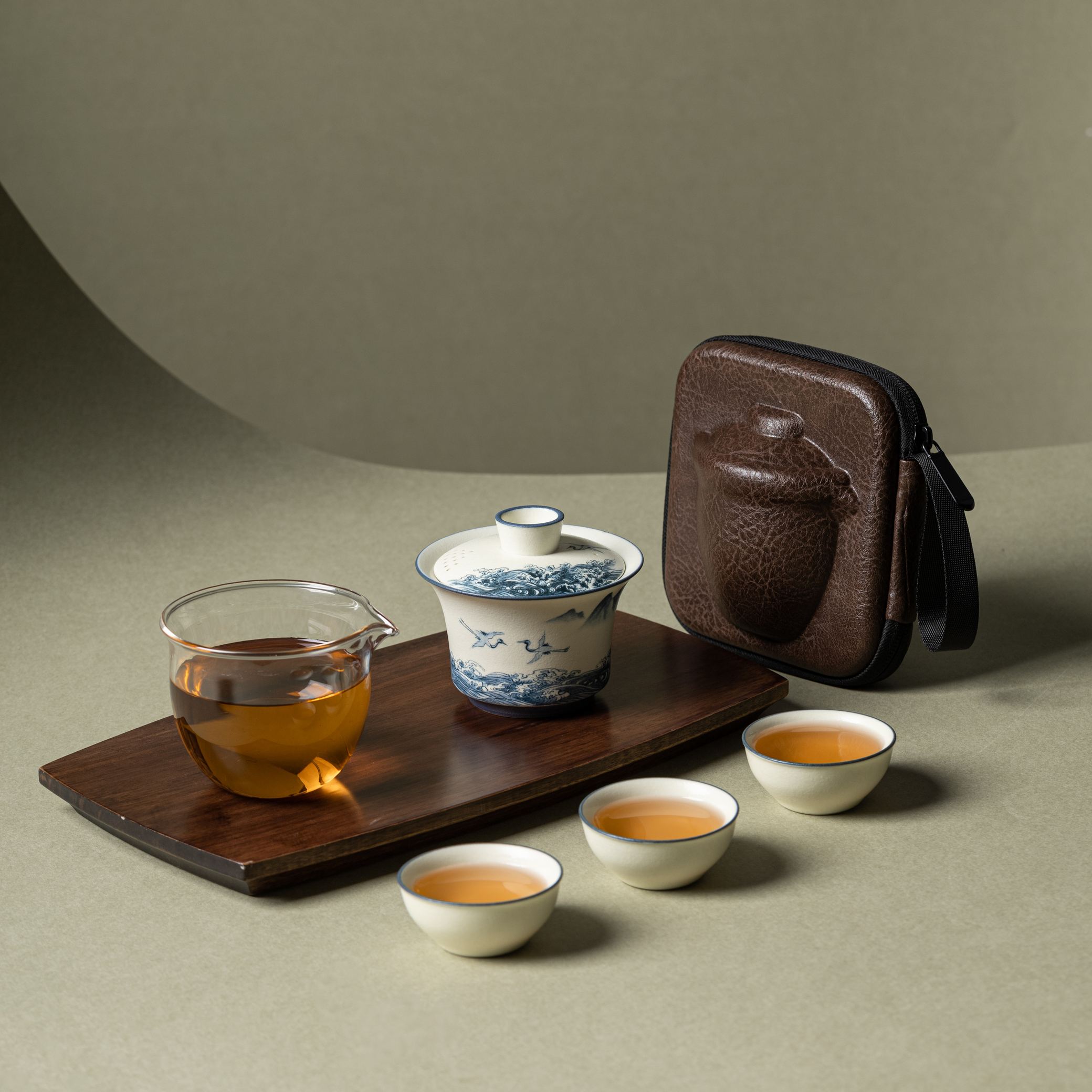 “The Indigo Crane” —— Lid Filter Kung Fu Travel Tea Set