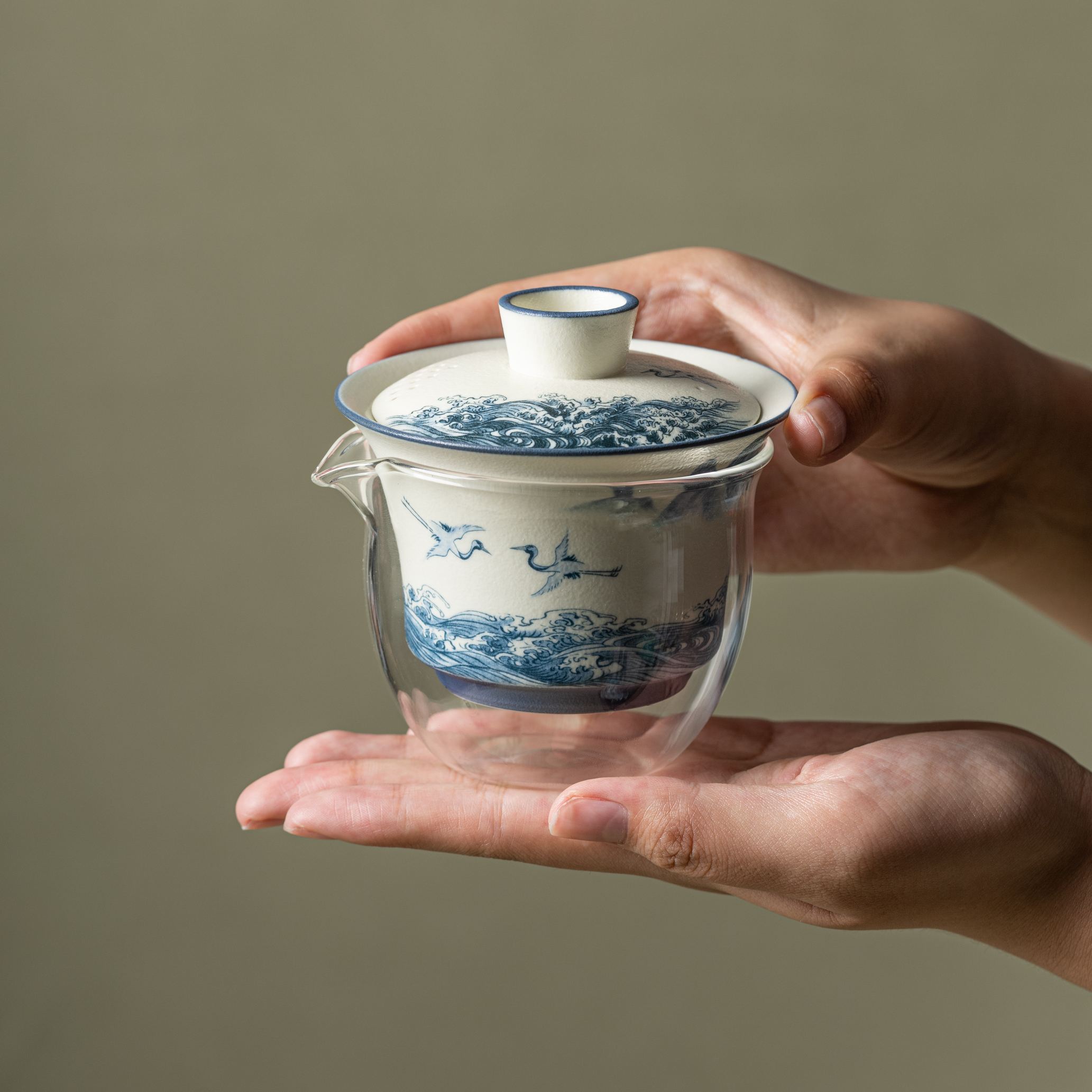 “The Indigo Crane” —— Lid Filter Kung Fu Travel Tea Set