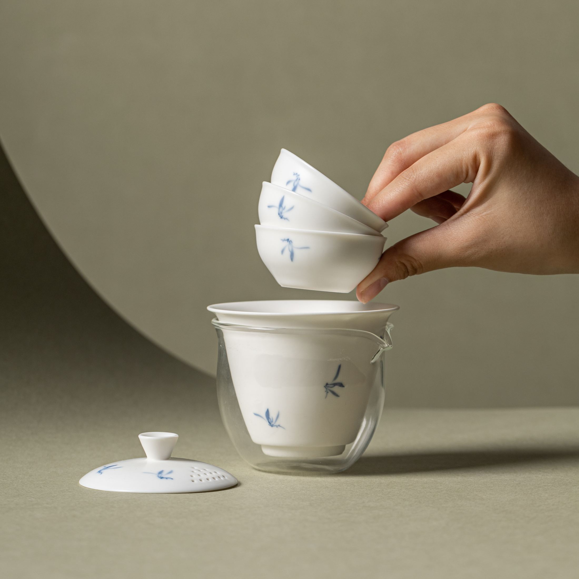 "Breeze Orchid" - Hand-Painted Lid Filter Travel Tea Set