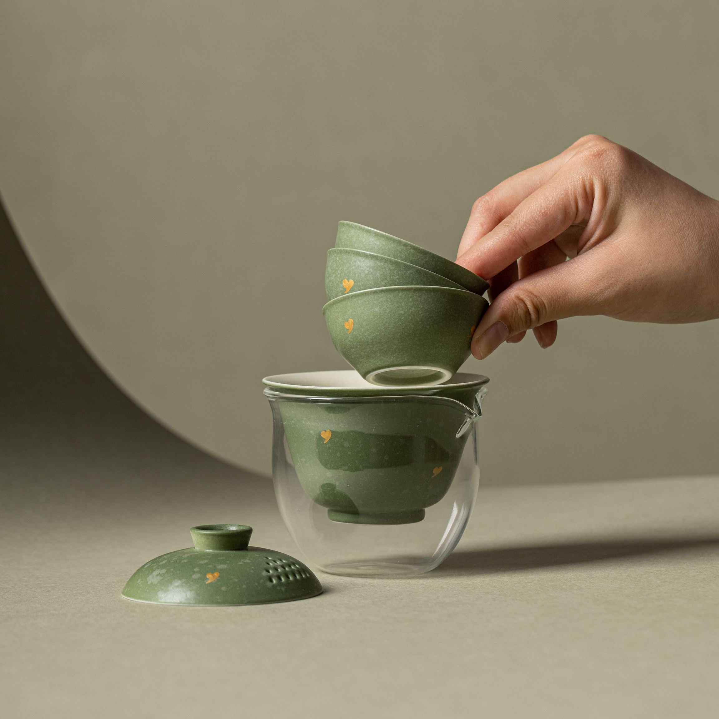 "Green Tangerine" - Lid Filter Travel Tea Set