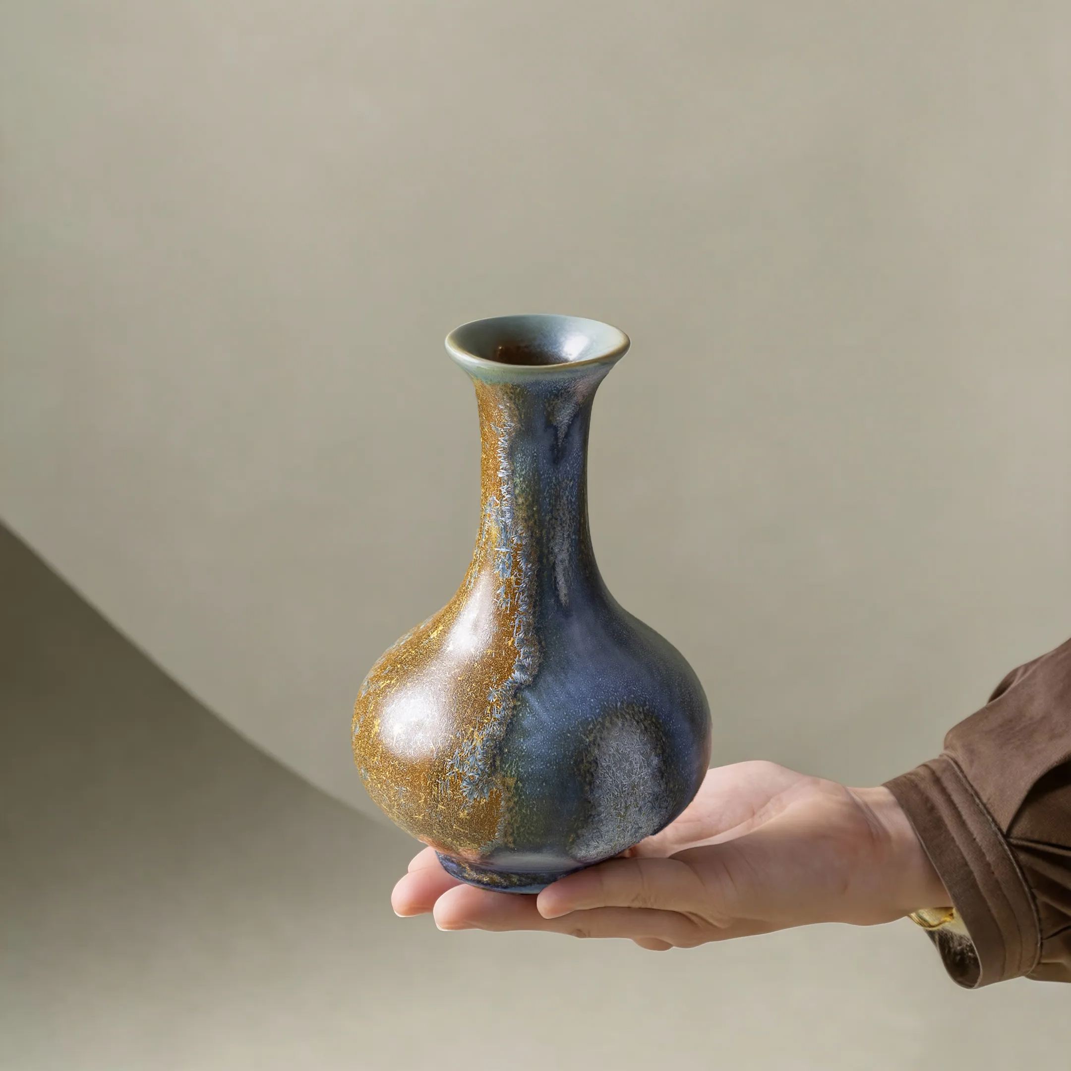[Spring Special]Thousand Miles of Rivers and Mountains/千里江山(Qian Li Jiang Shan) - Handmade Crystalline Glaze Vase