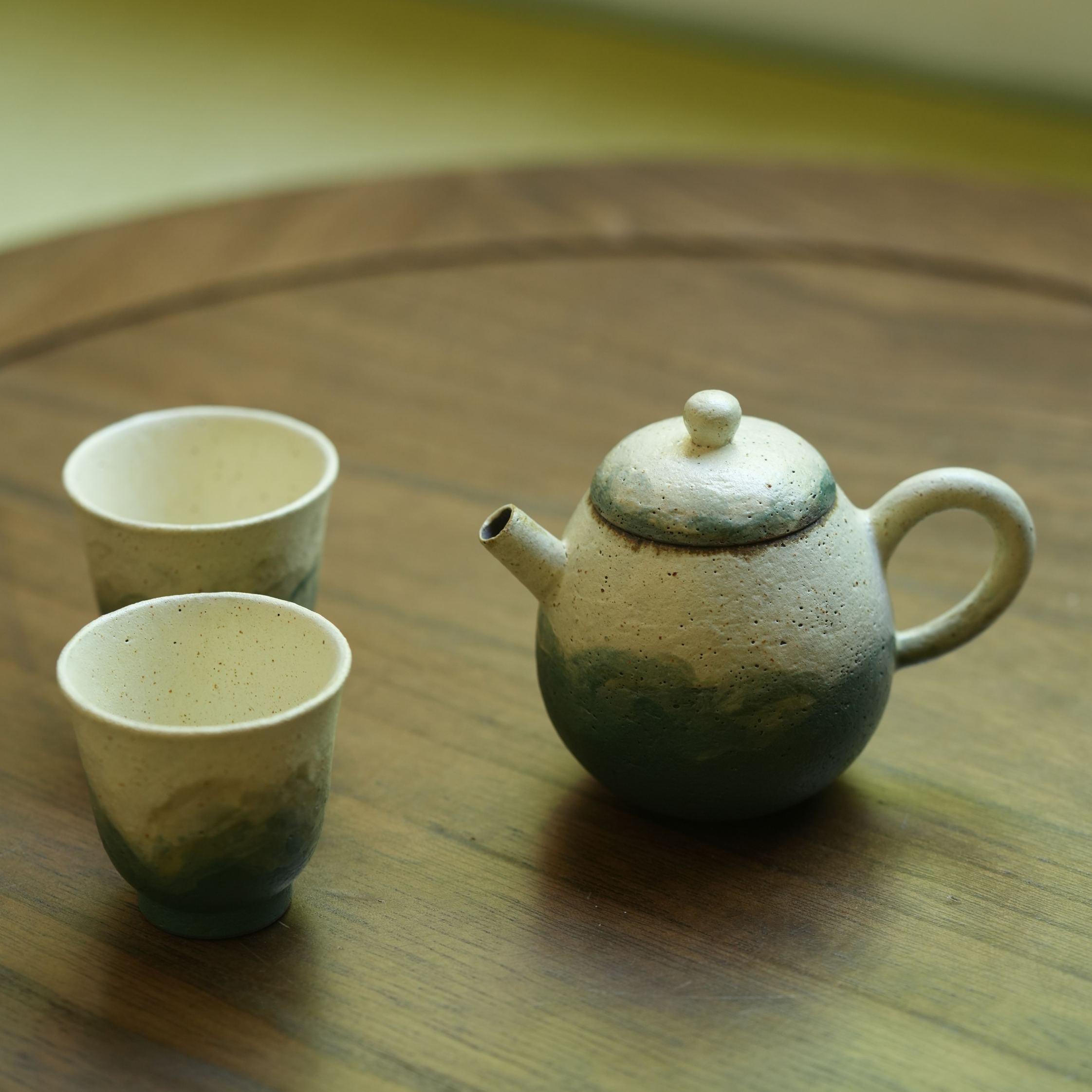 "Lake Veil" - Hand-Thrown Jingdezhen Stoneware Straight Sided Tea Cup