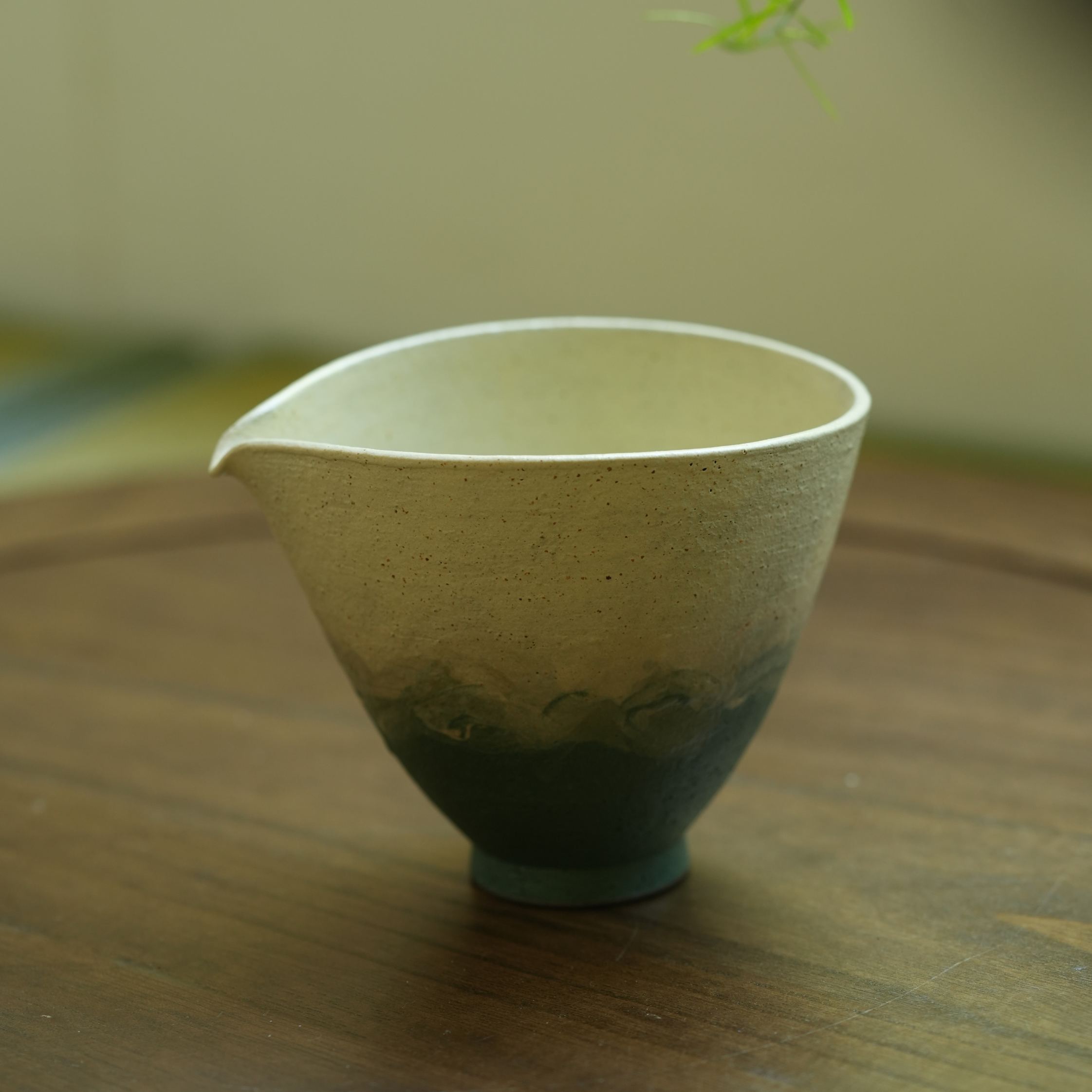 "Lake Veil" - Hand-Thrown Jingdezhen Stoneware Wide Rim Fair Cup
